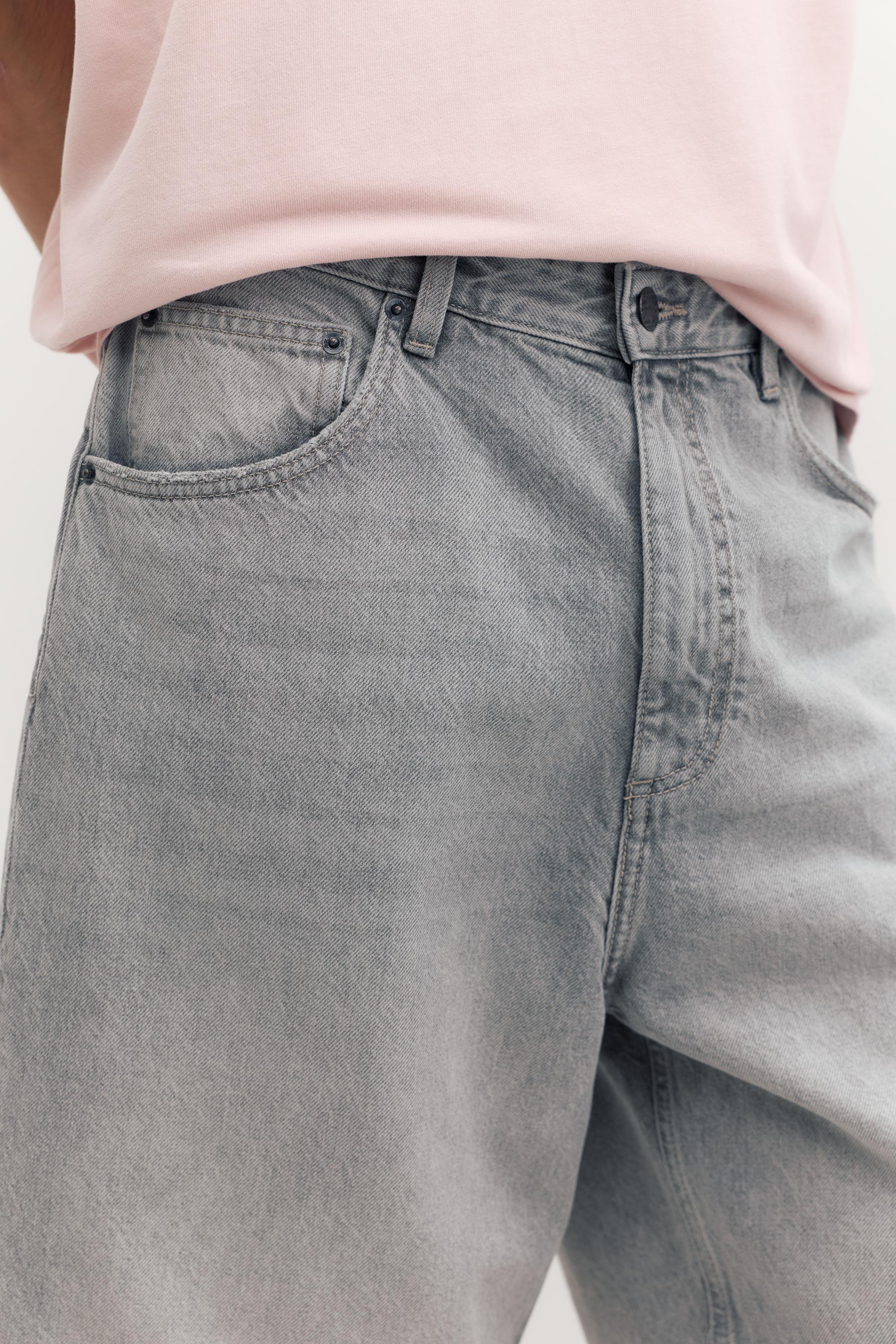 Baggy denim Bermuda shorts — Dark grey