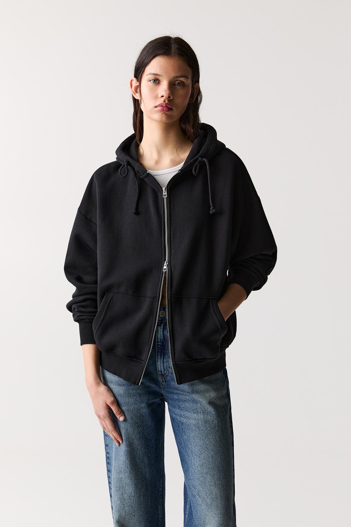 Sudadera oversize capucha cremallera PULL&BEAR