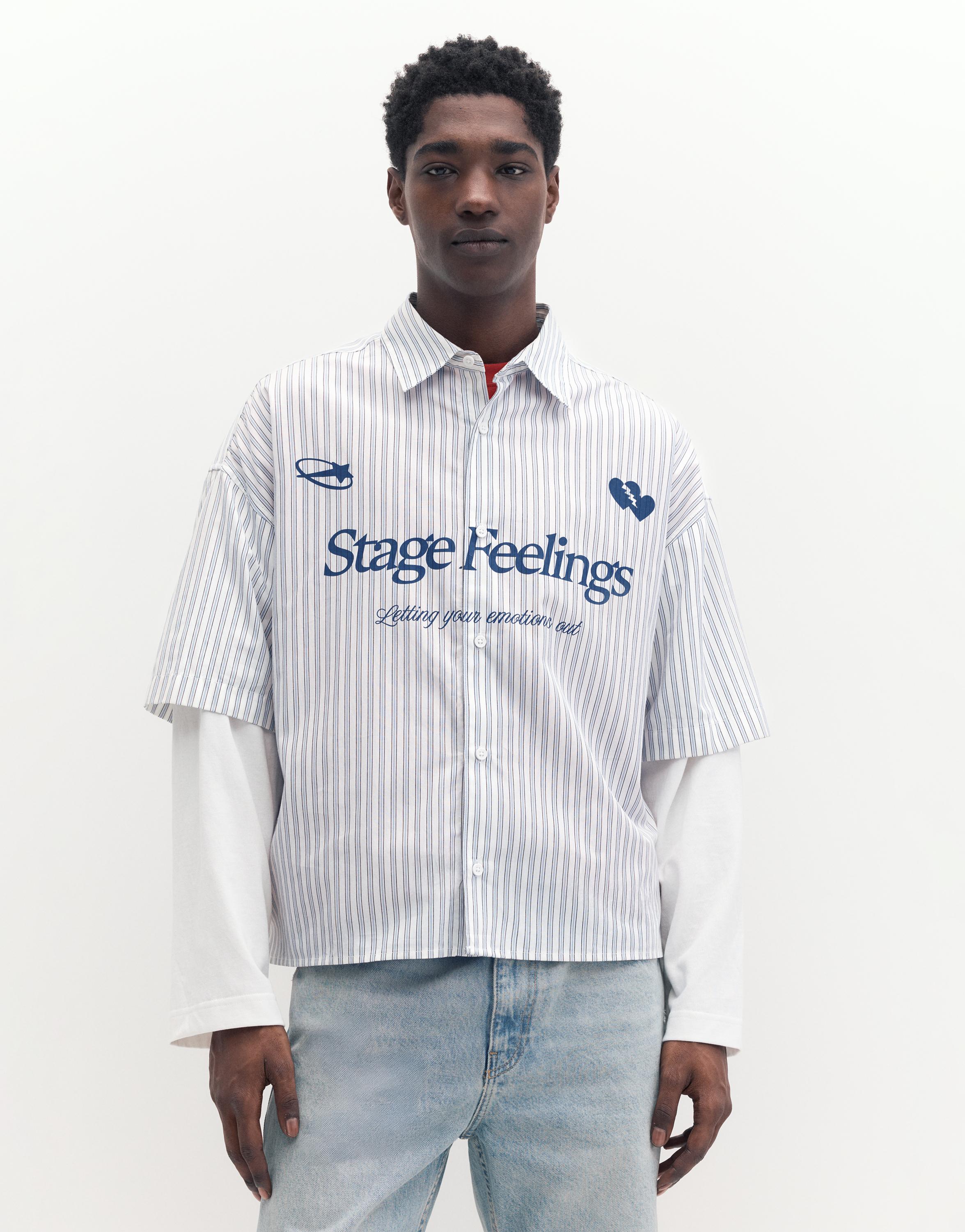 Çift kollu grafik detaylı gömlek - Görsel 14