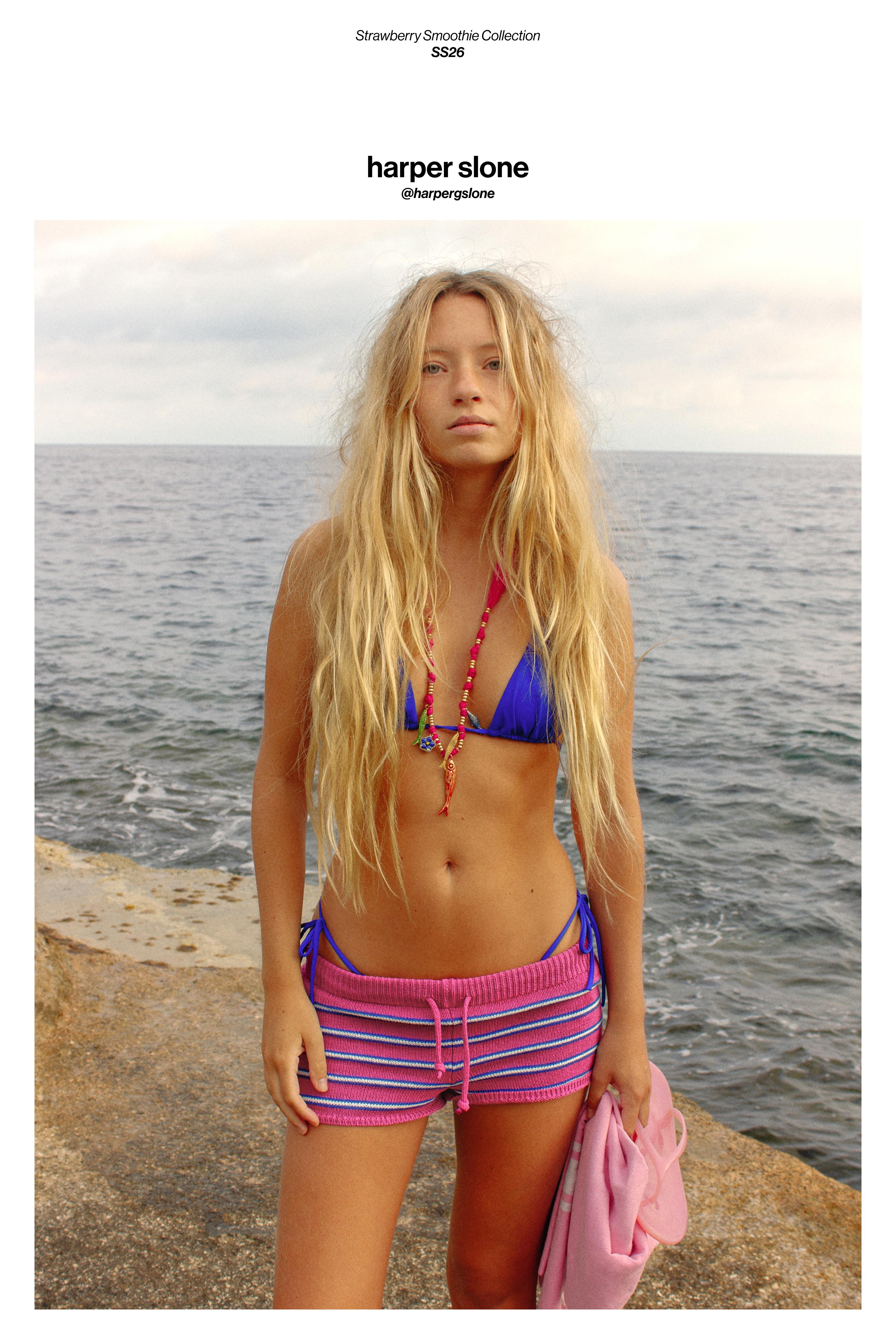 Striped knit shorts — Strawberry