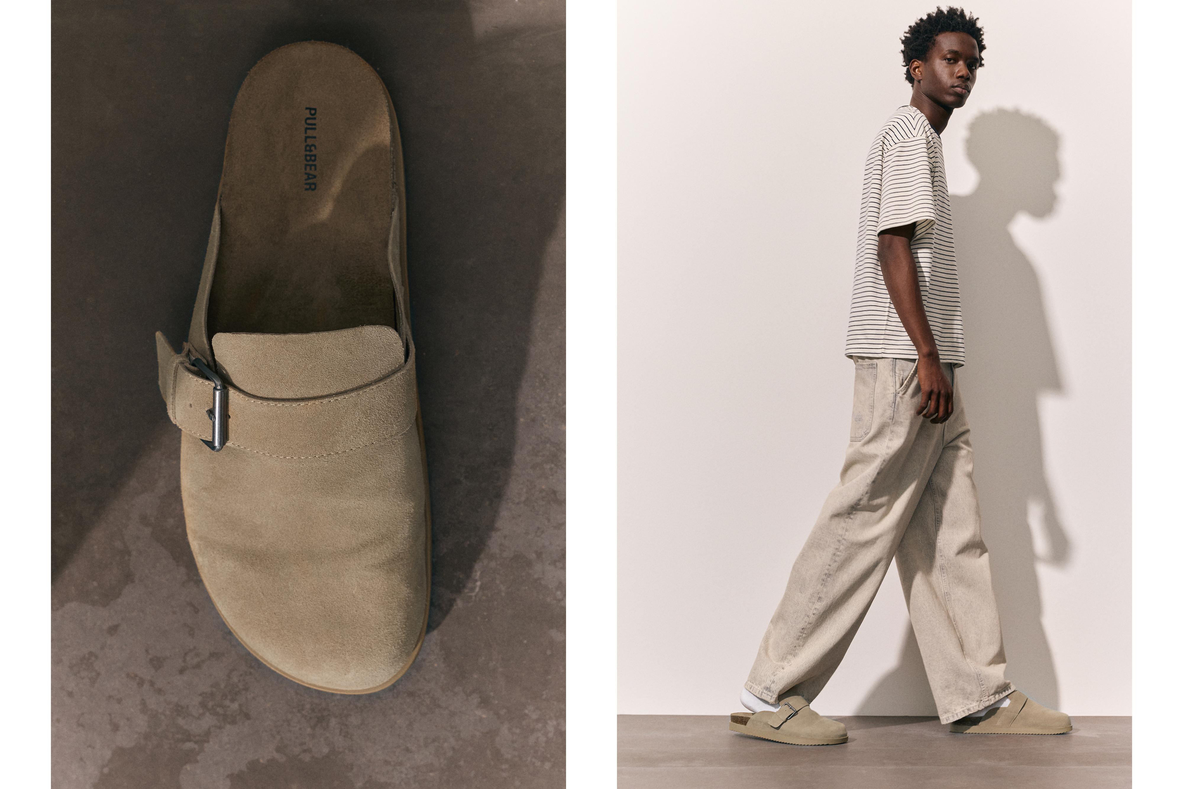 Leather buckle clogs — Ecru