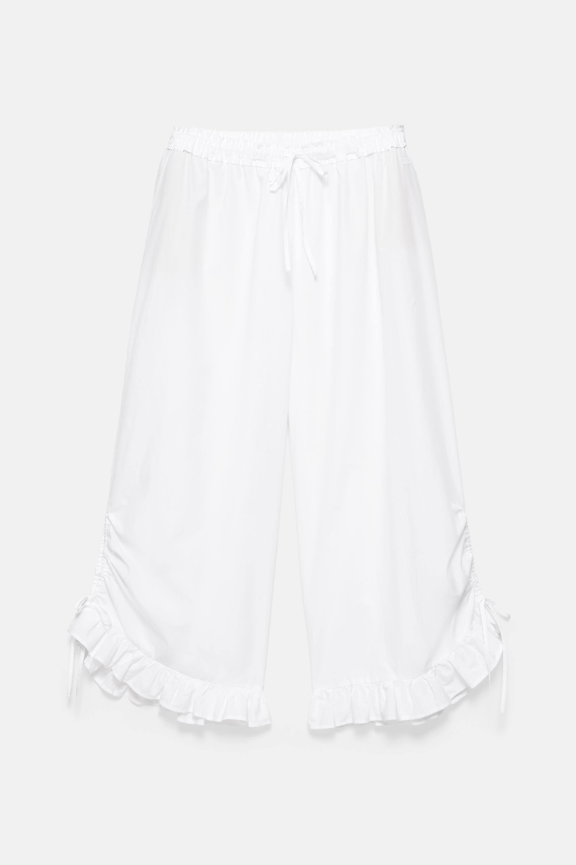 Ruffle bow sarouel trousers — White
