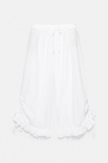 Ruffle bow sarouel trousers — White 6