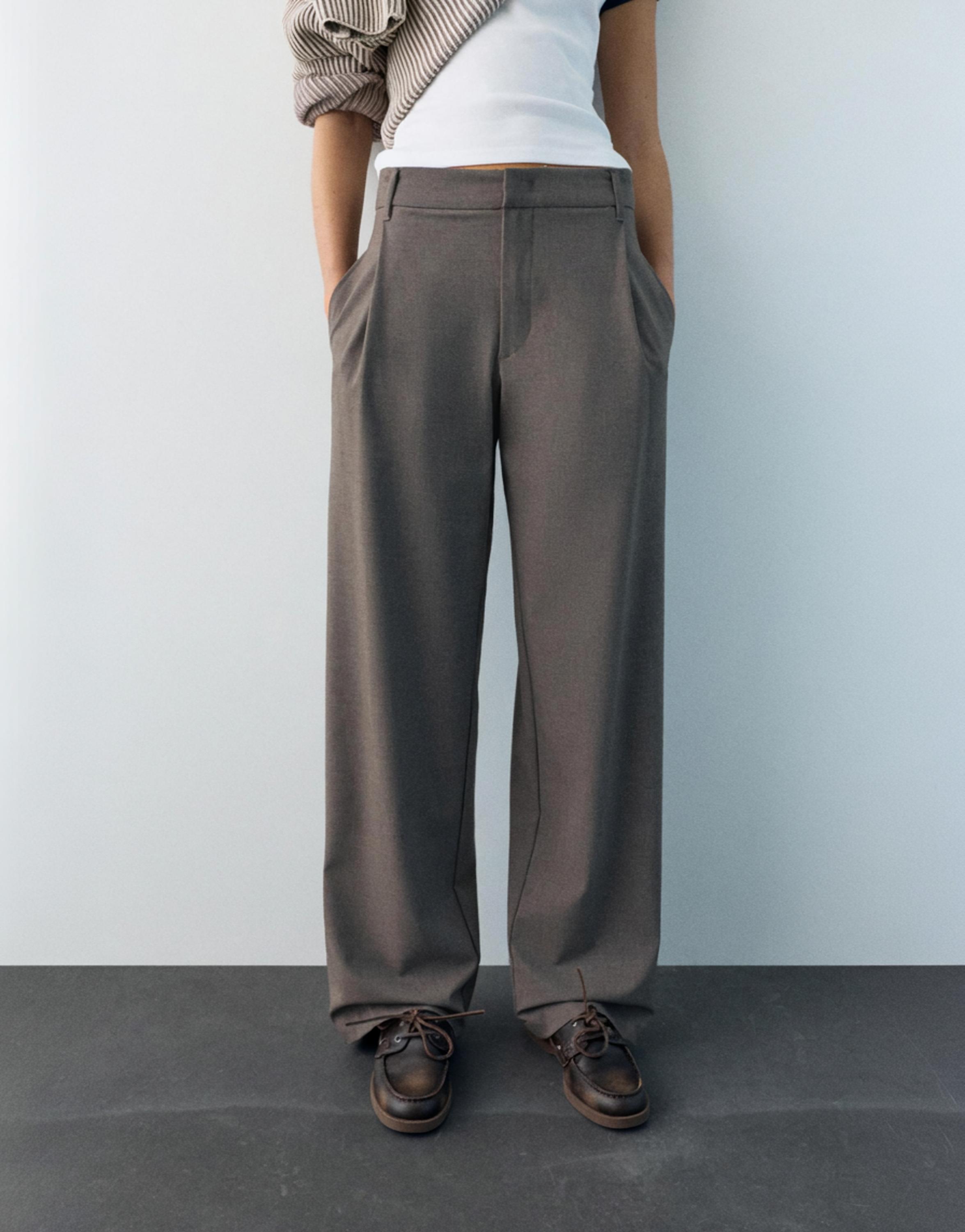 Darted smart trousers — Taupe