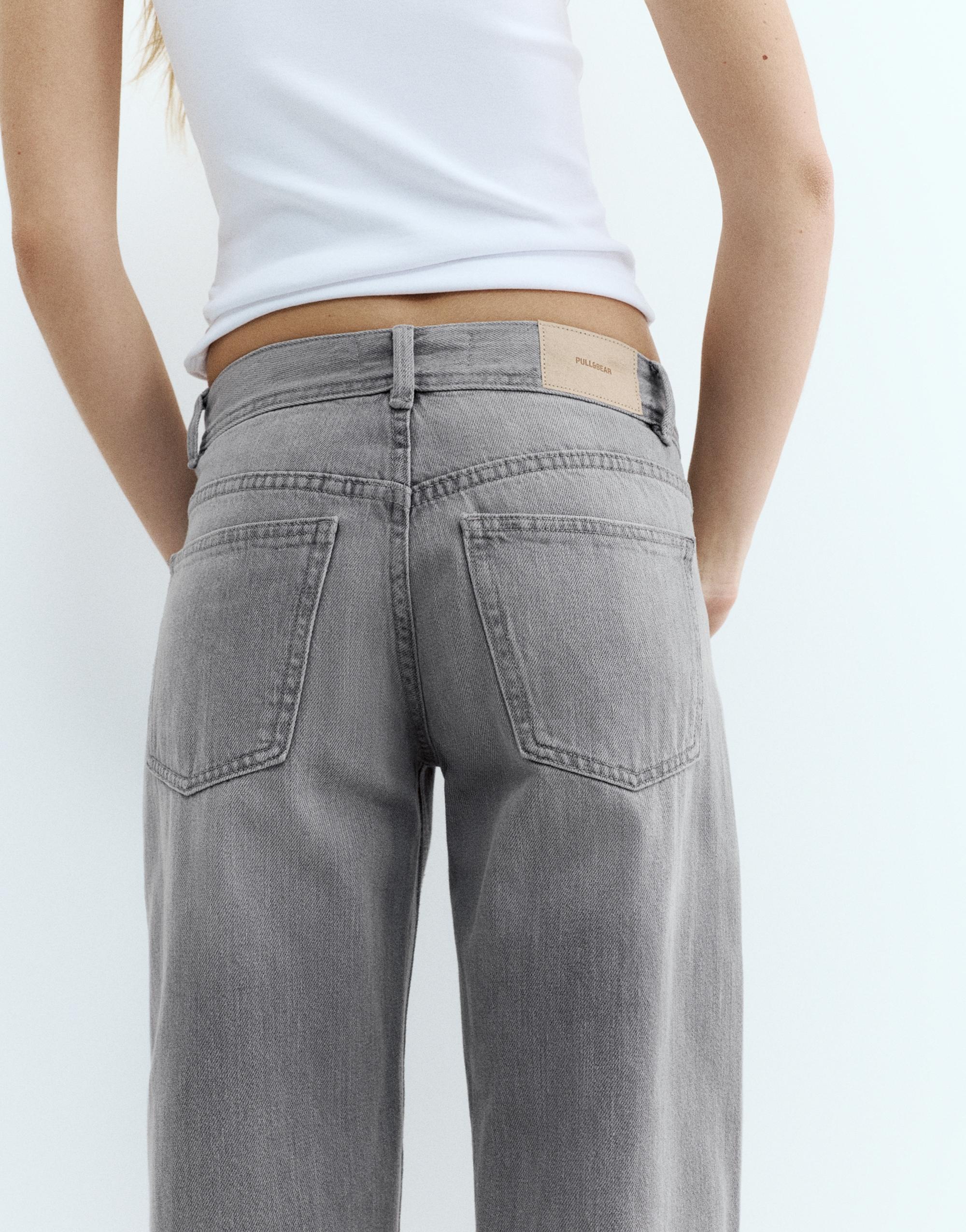 Low-rise straight-leg jeans — Pale grey
