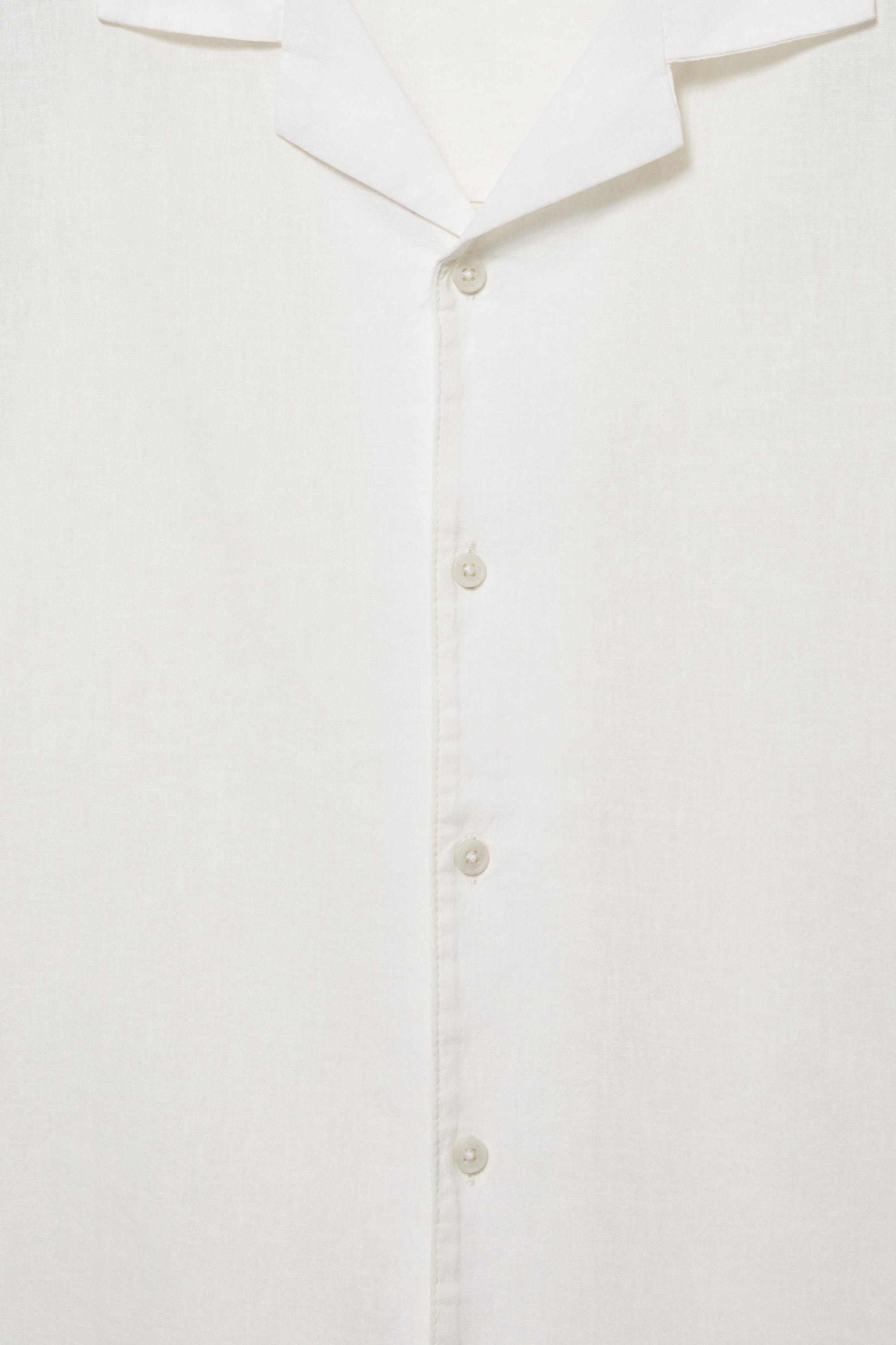 Short sleeve linen blend shirt — Off white