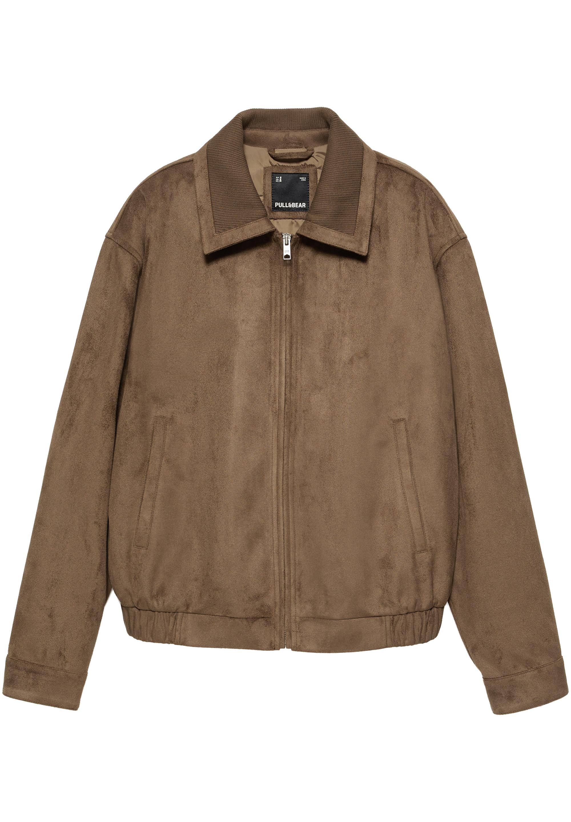 Faux suede jacket — Dark brown