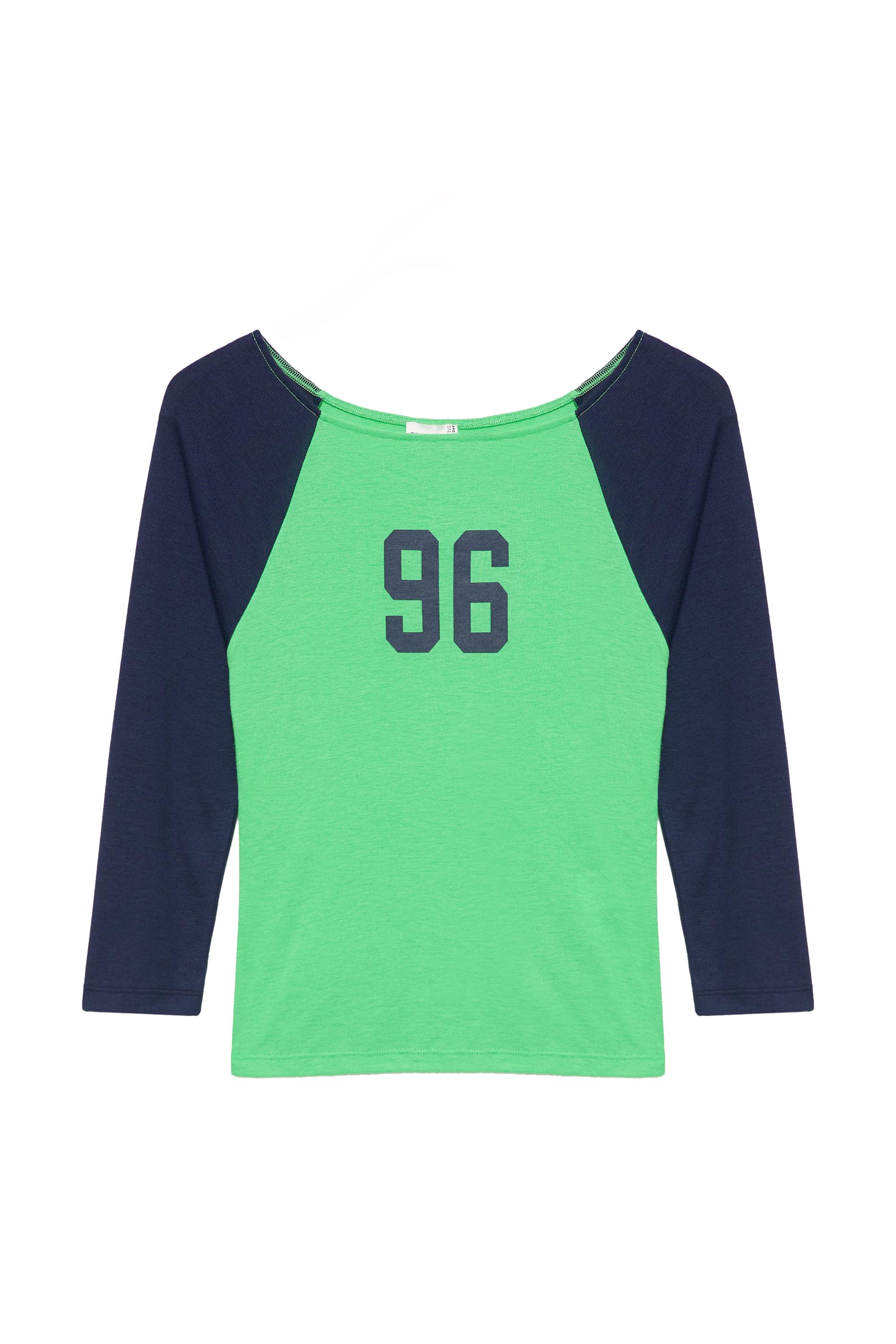 Pull&Bear Reglan kollu grafik tişört görsel 4