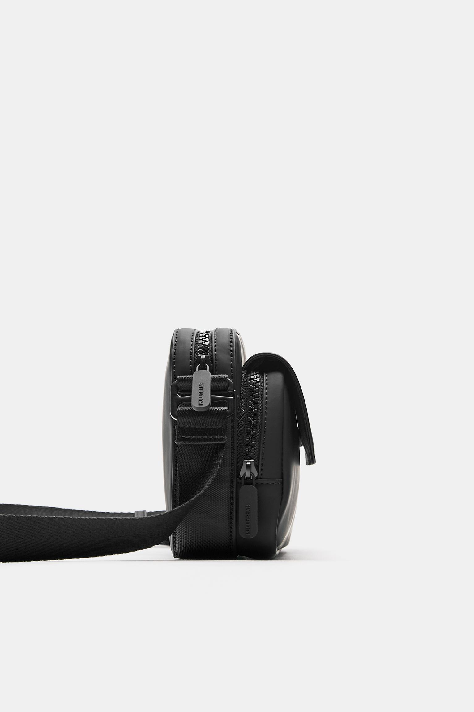 Rubberised crossbody bag — Black