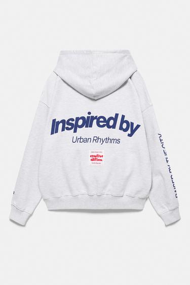 Graphic print hoodie — Grey marl 6