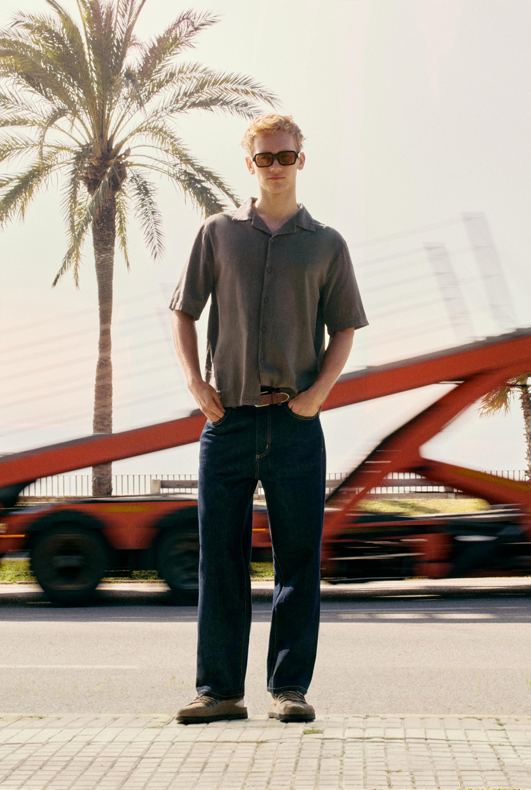 Keten kısa kollu gömlek