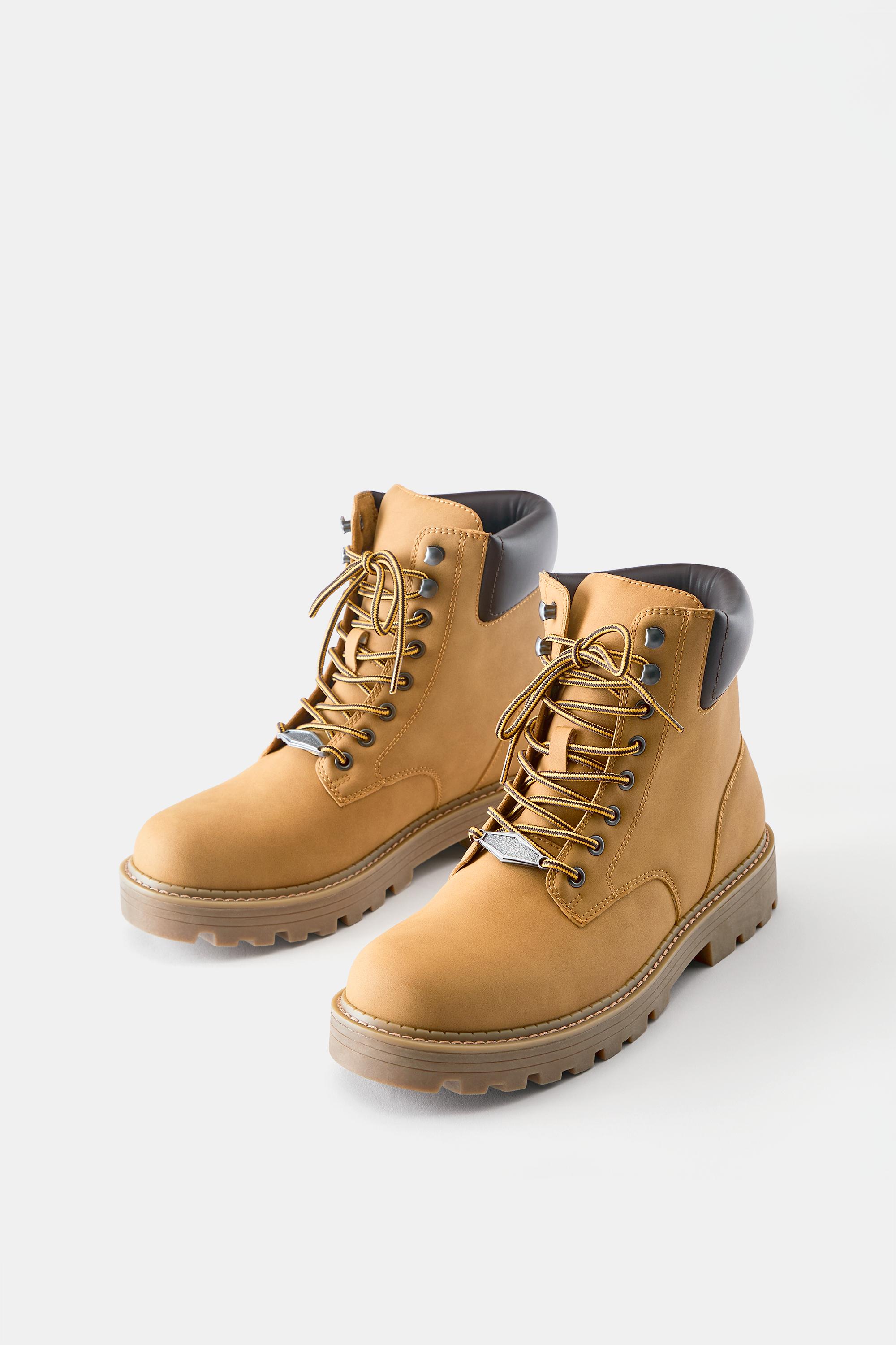 Lace-up boots with detail — Mustard