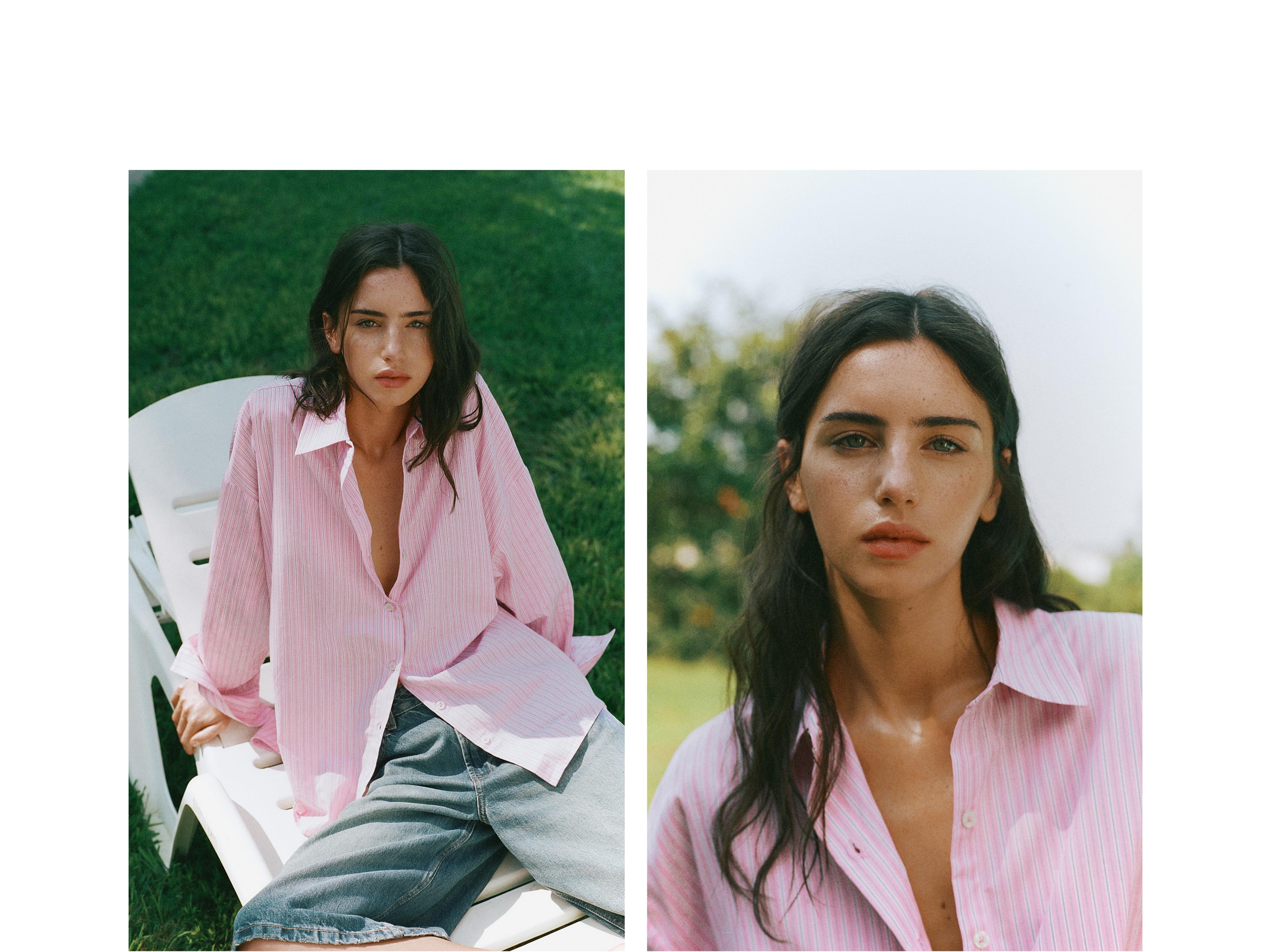 Striped oversized shirt — Pink