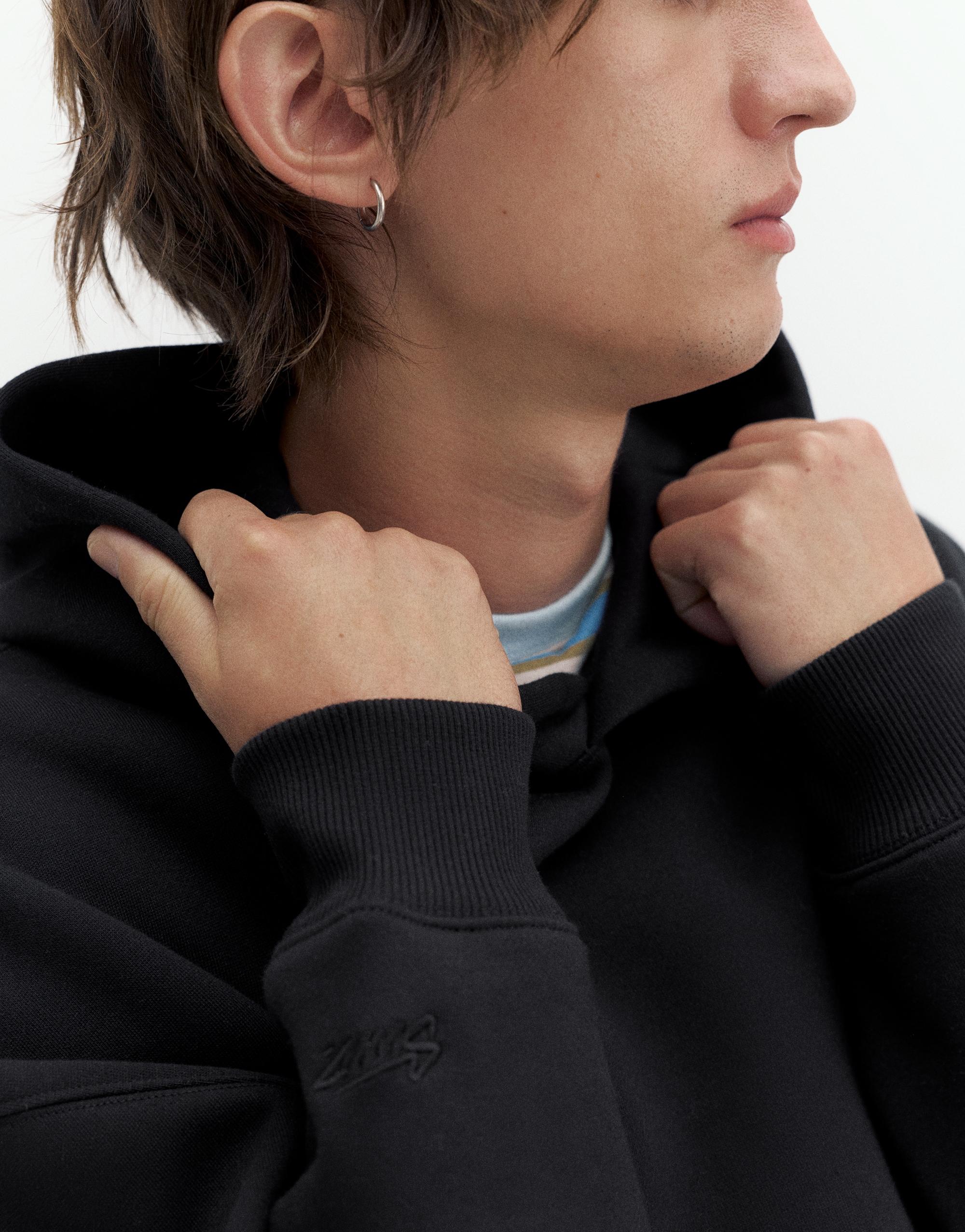 STWD boxy-fit logo hoodie — Black