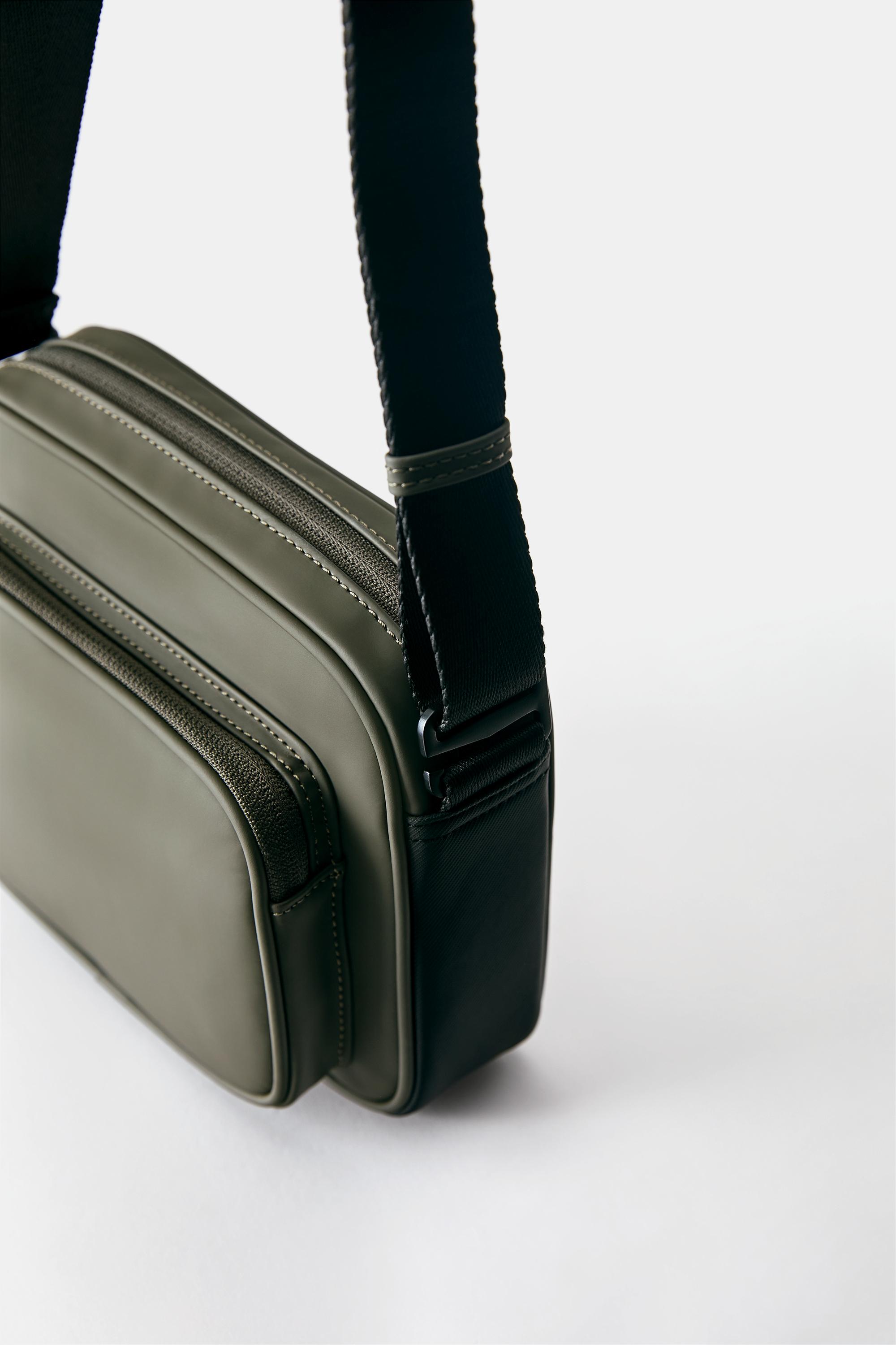 Rubberised crossbody bag — Green