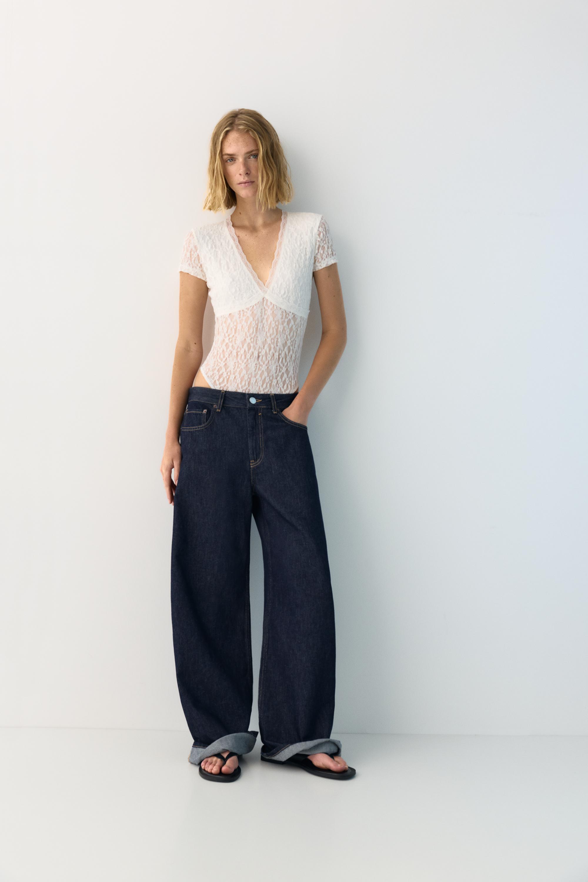 Short sleeve lace bodysuit — Ice