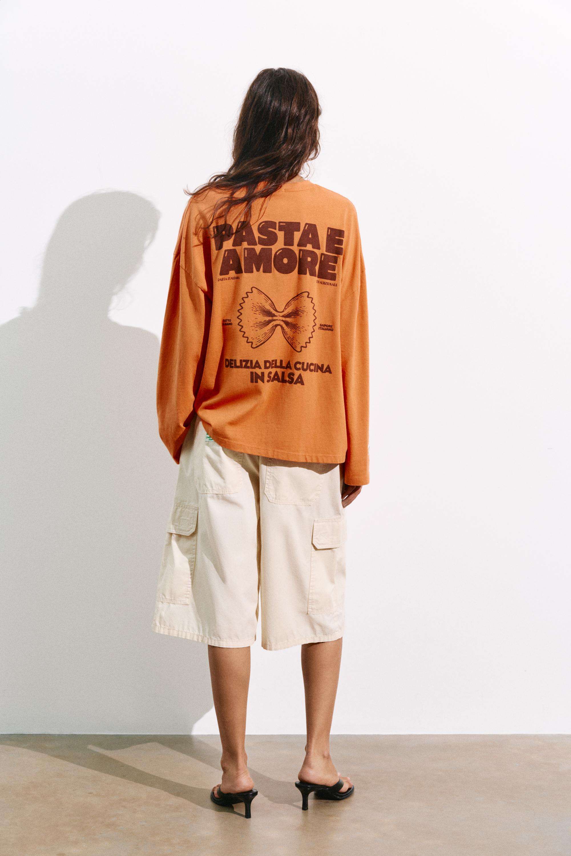 Long sleeve graphic T-shirt — Orange