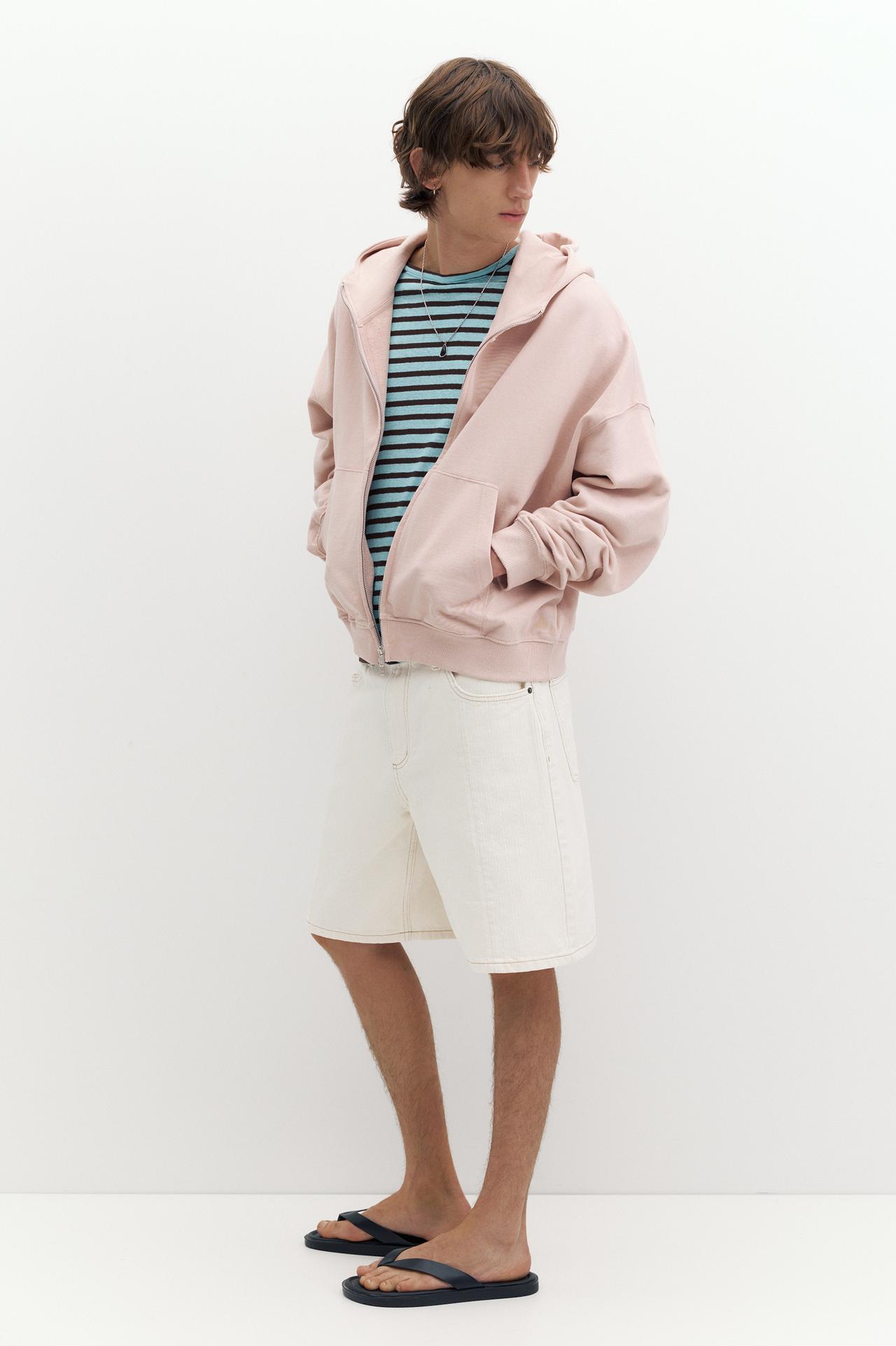Baggy relaxed denim Bermuda shorts — White