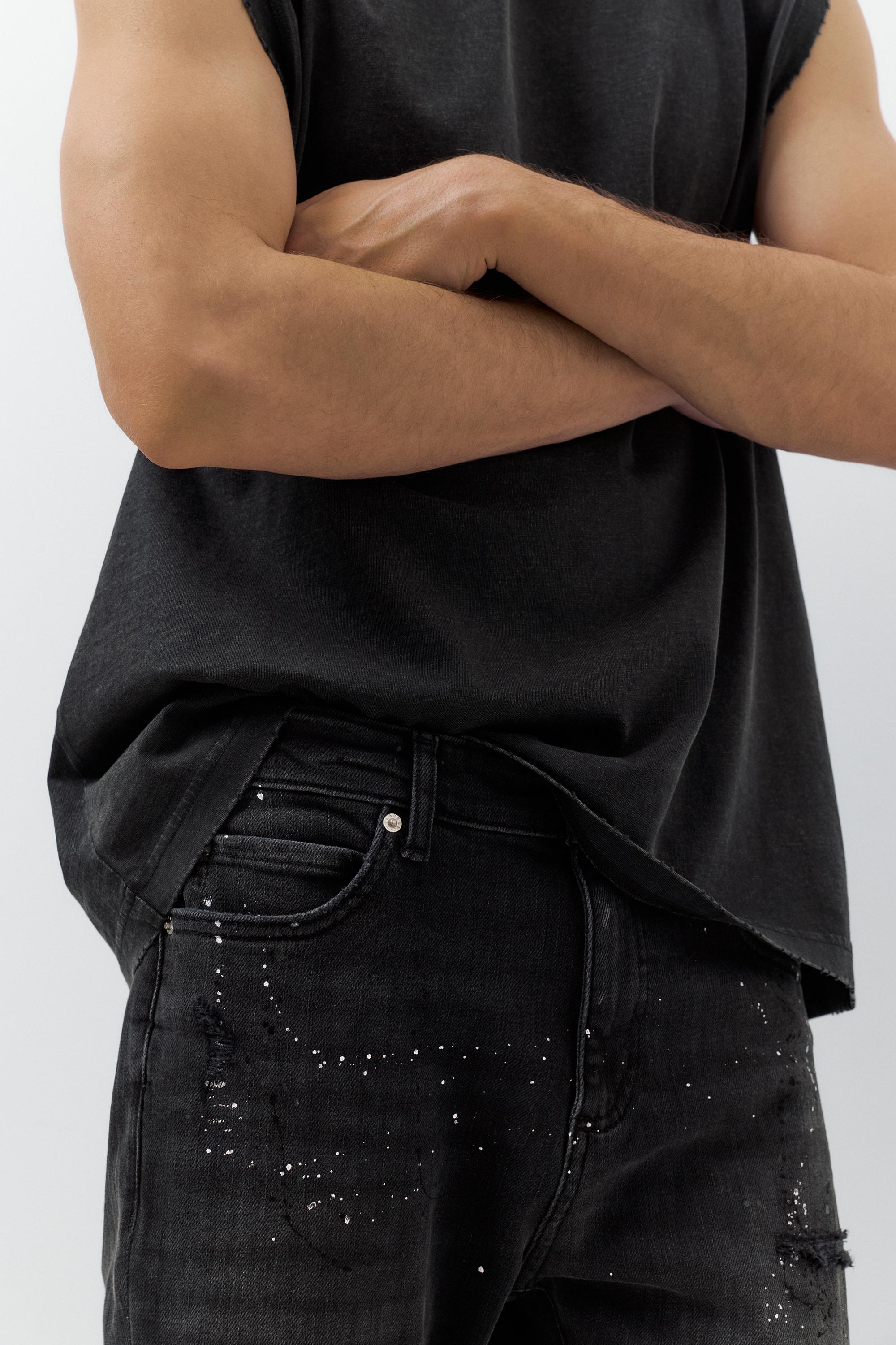 Ripped skinny jeans — Faded black