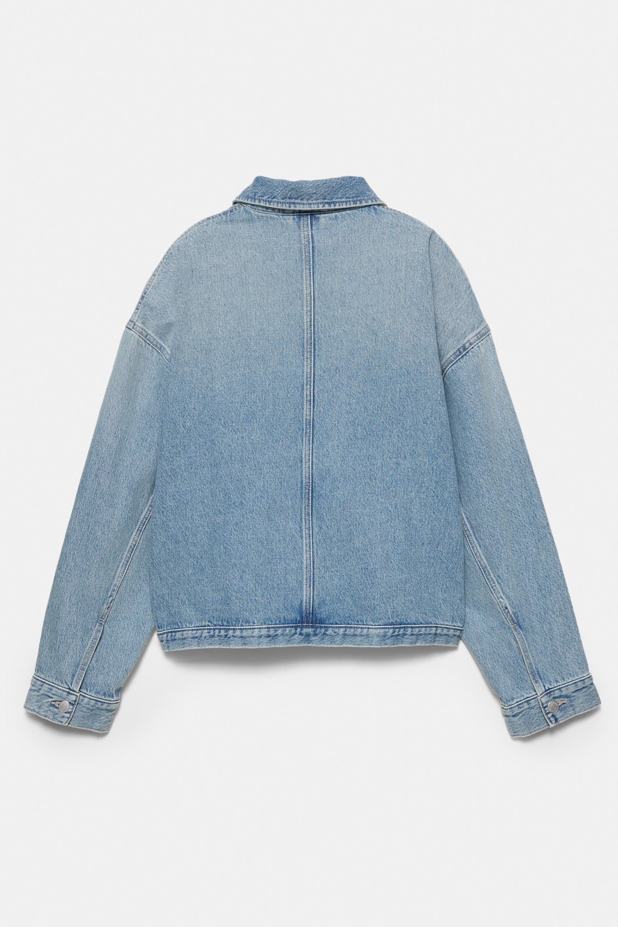 Boxy kesim denim ince ceket - Görsel 3