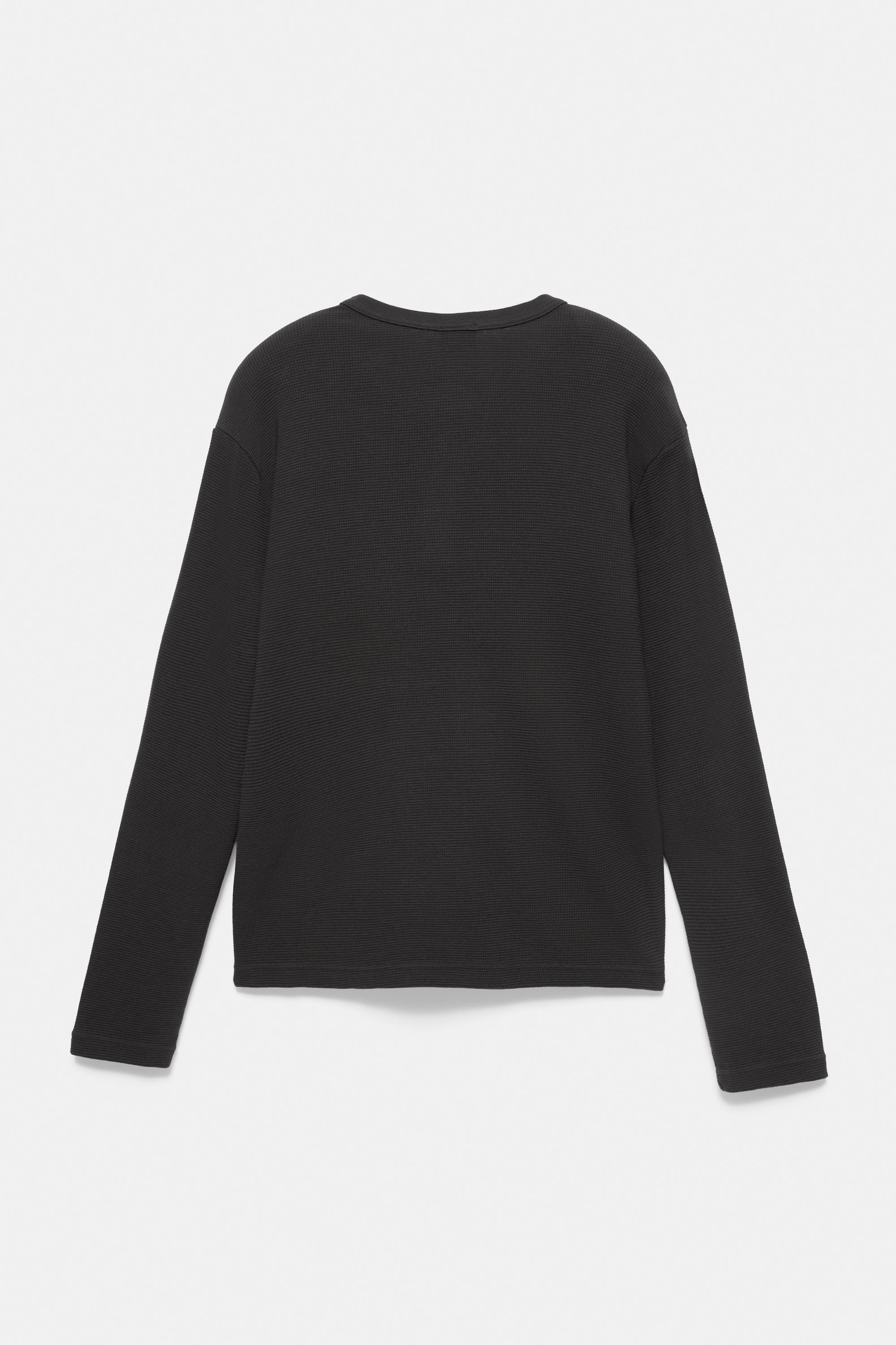 Waffle-knit long sleeve T-shirt — Anthracite grey