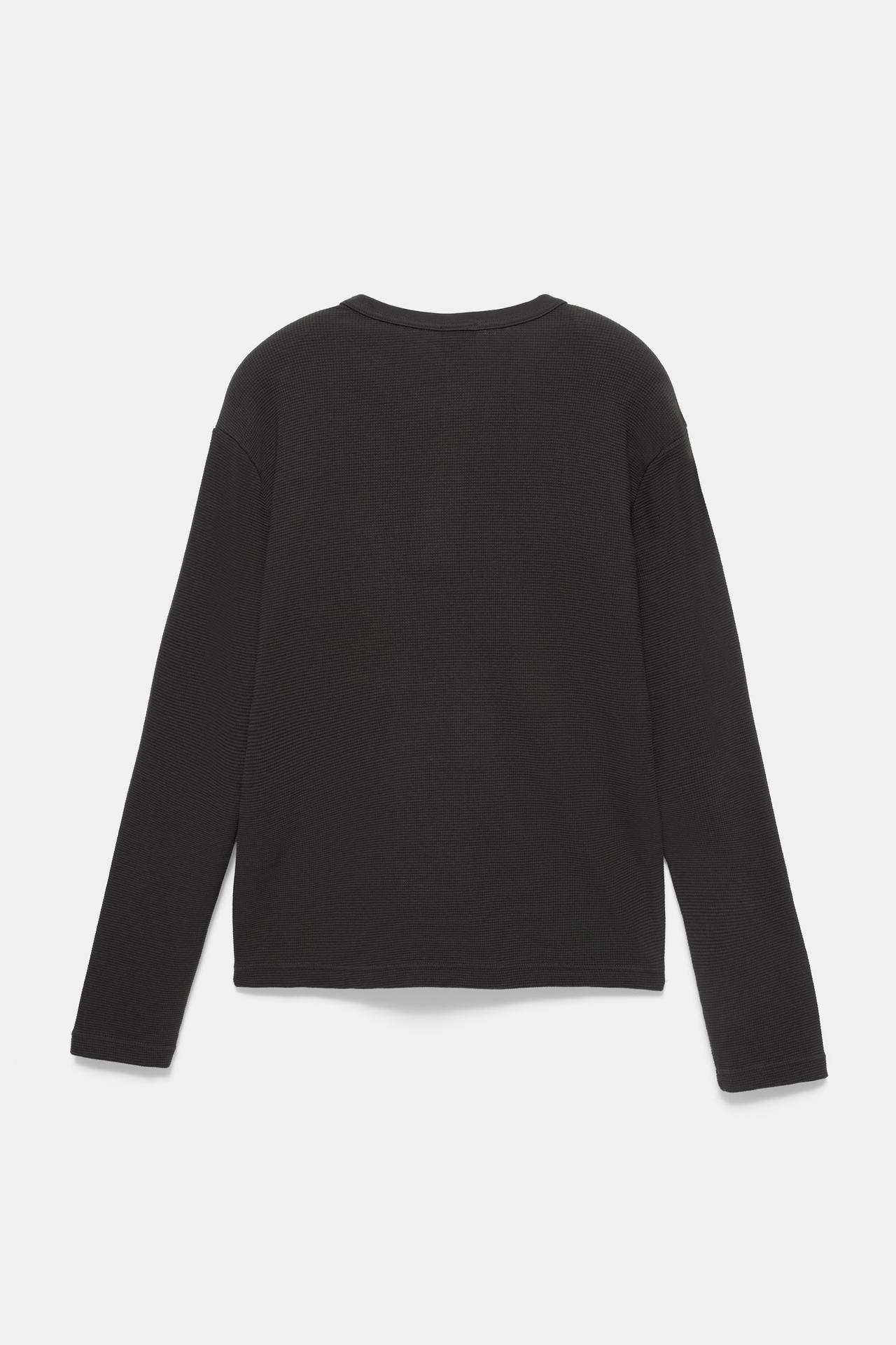 Long sleeve Henley T-shirt — Anthracite grey