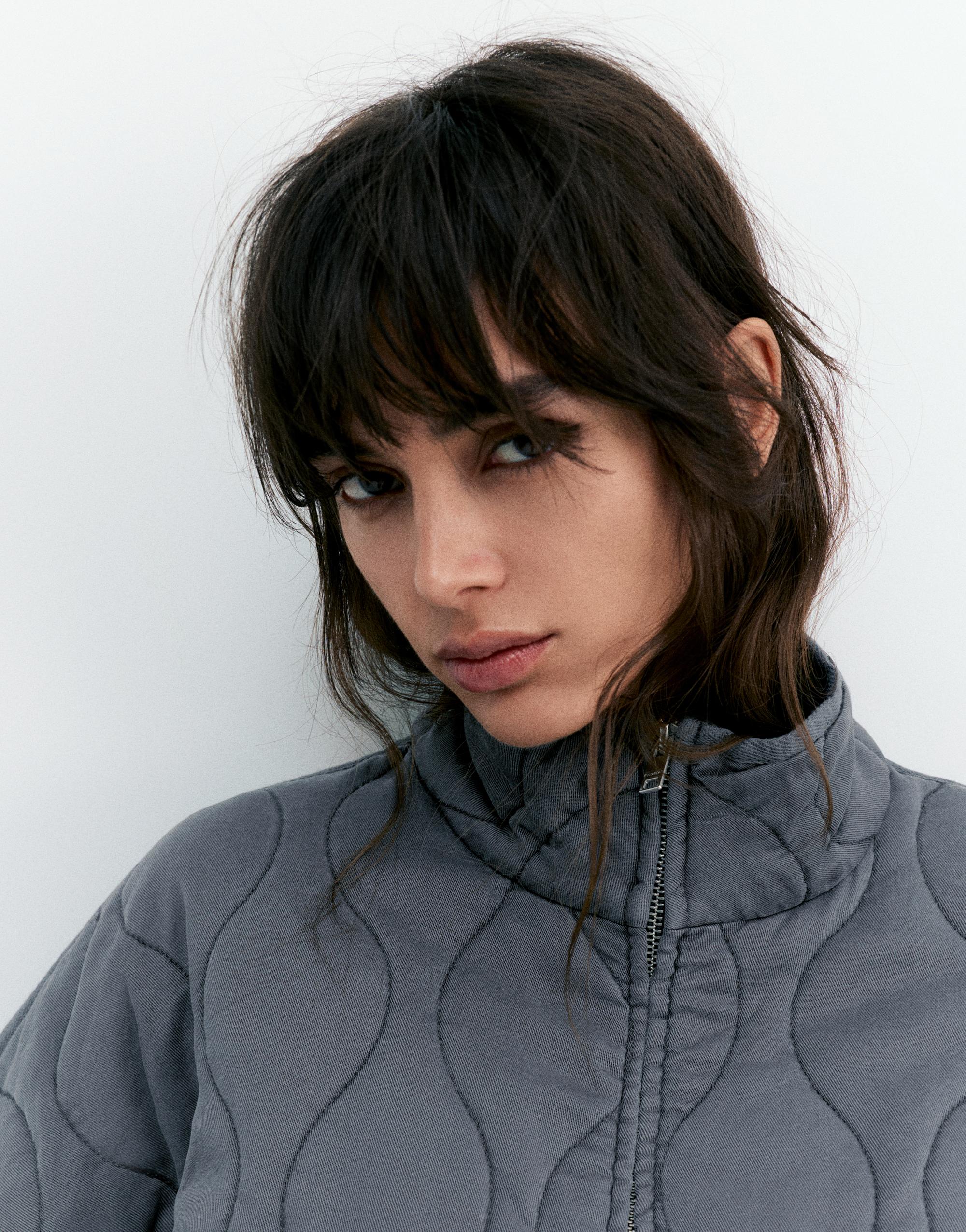 Dik yaka şişme mont - Görsel 14