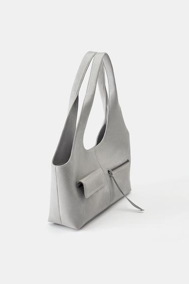 Distressed suede shopper bag — Grey 3