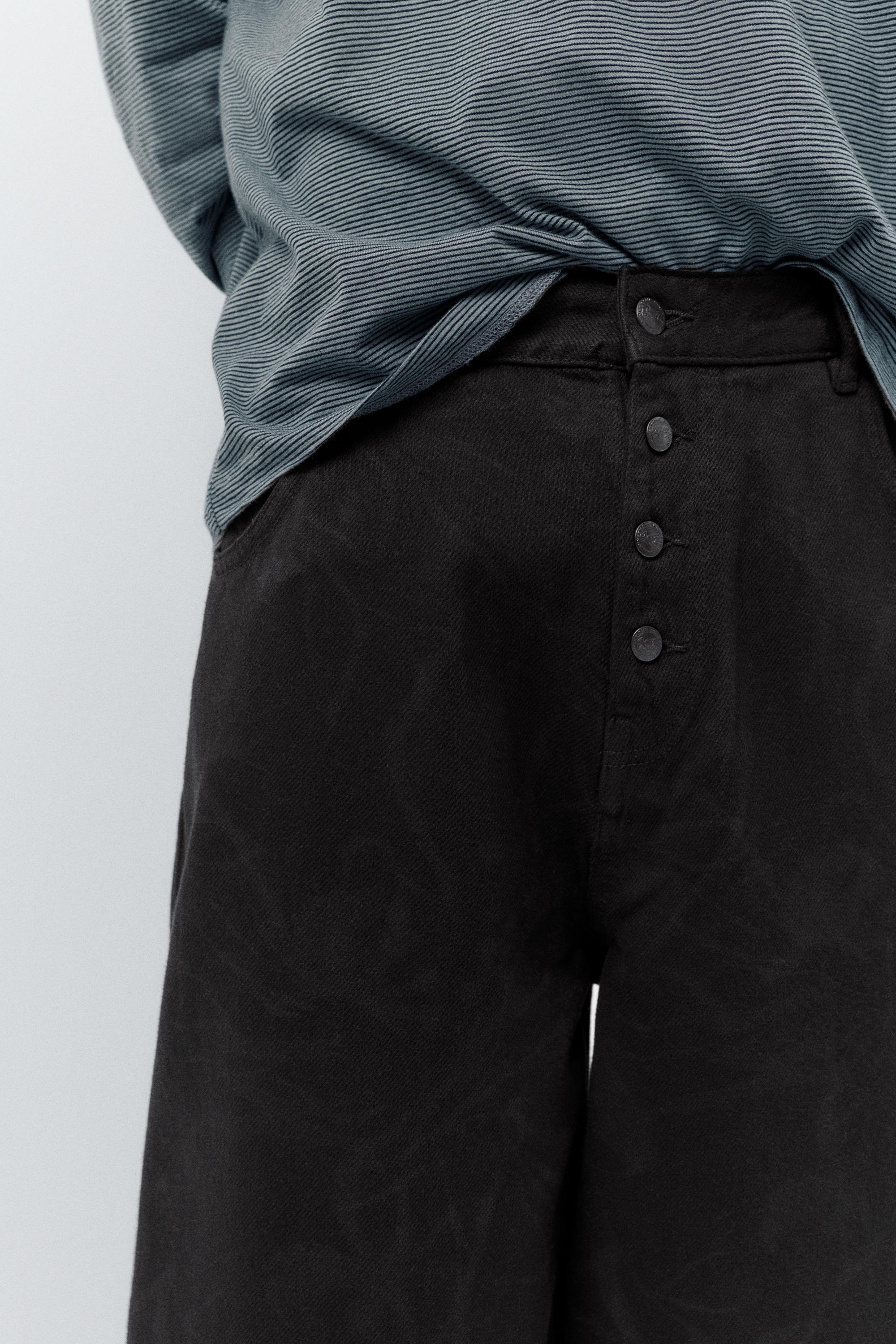 Laser print baggy jeans — Black