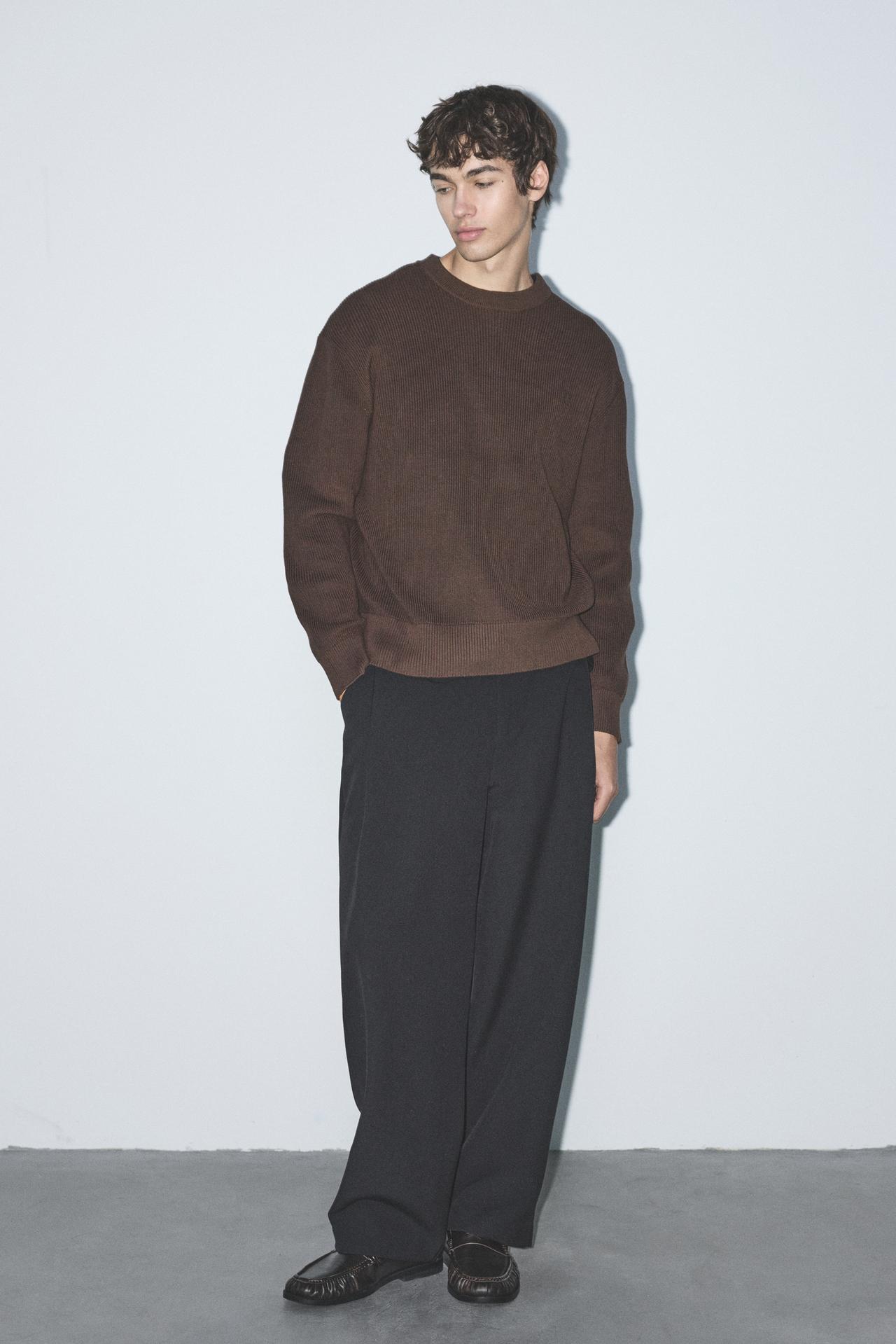 Basic knit jumper — Brown