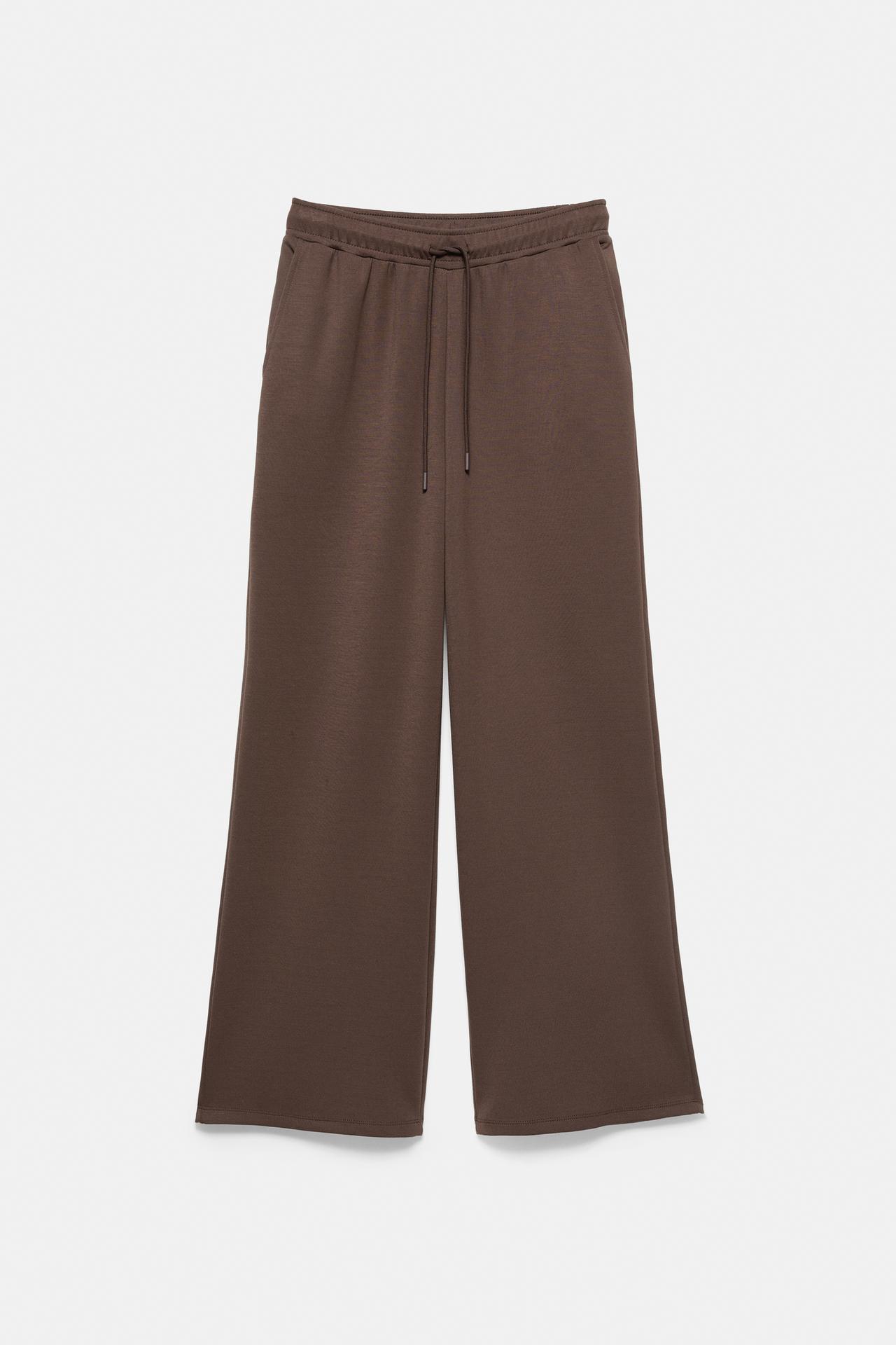Soft-touch wide-leg trousers — Brown