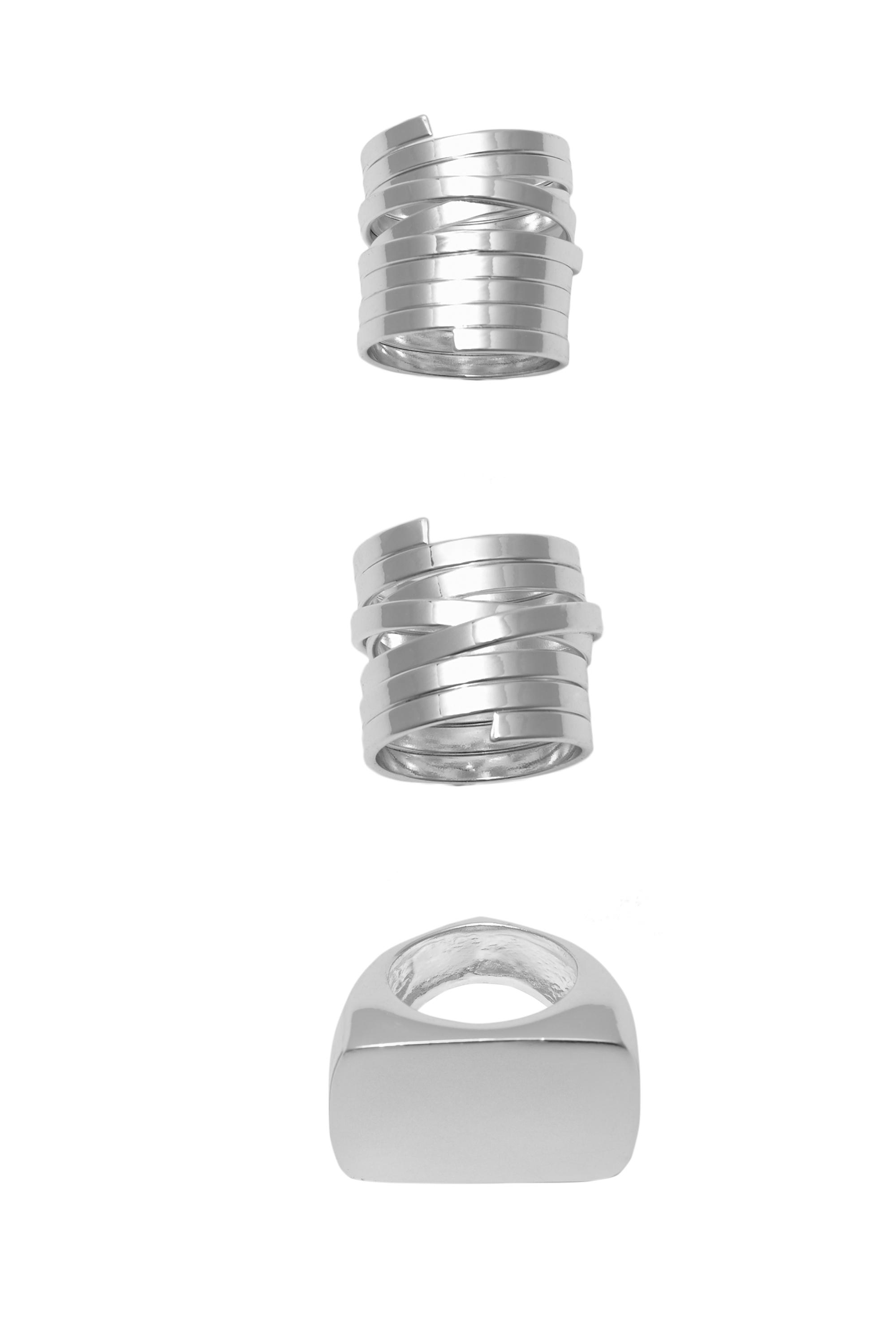 3'lü metalik yüzük paketi