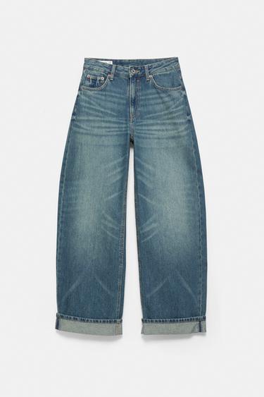 Balloon fit baggy jeans with turn-up hems — Dark blue 6