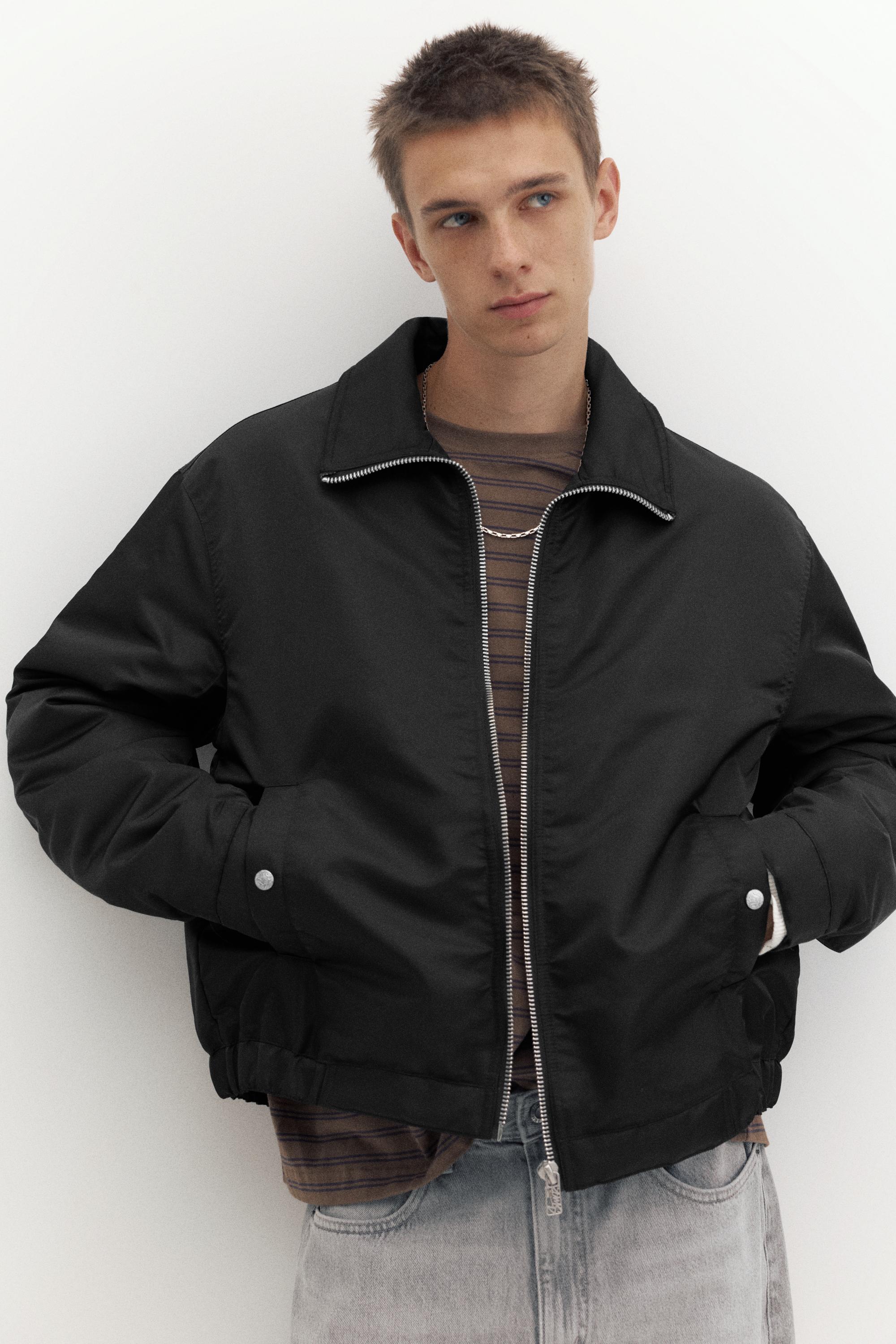 Shirt collar bomber jacket — Black
