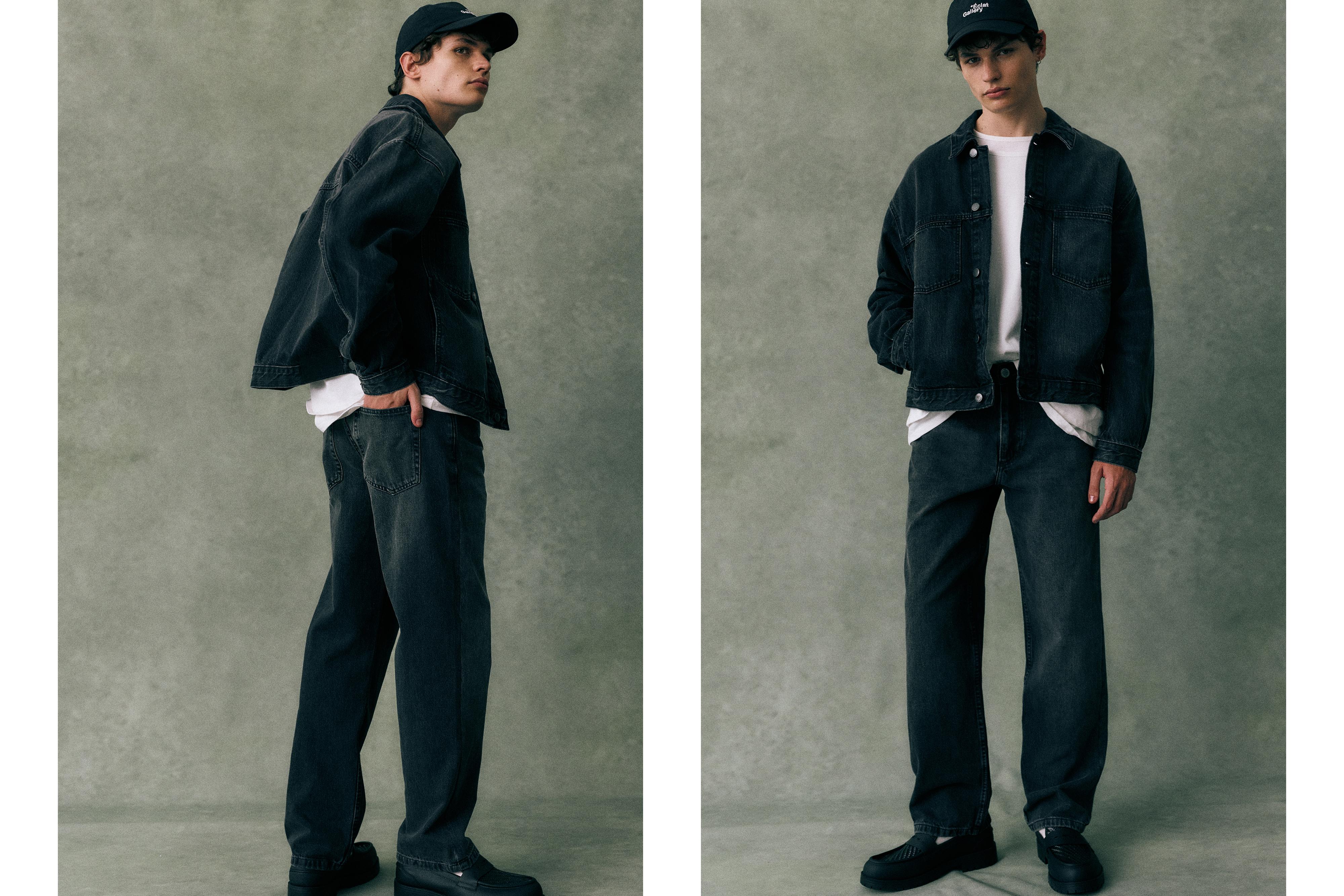 Straight-leg jeans — Faded black