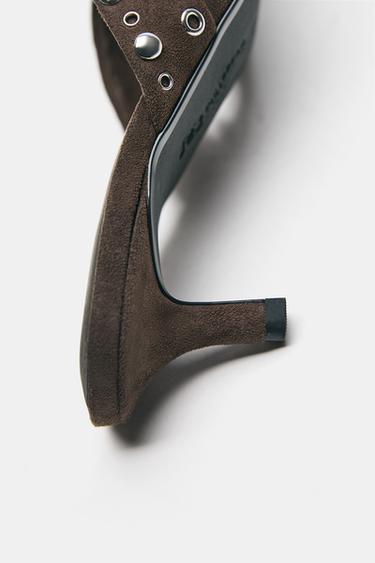 Heeled sandals with studs — Brown 5