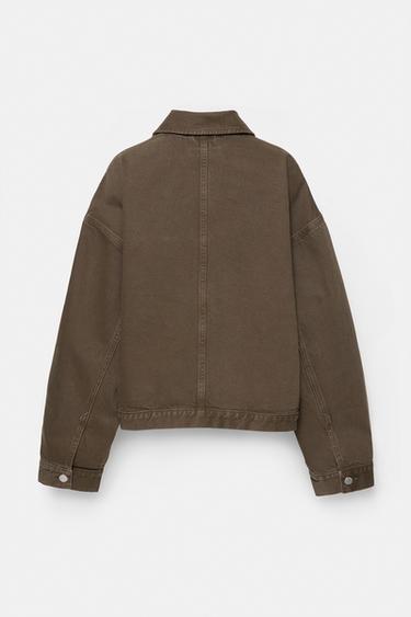 Boxy denim overshirt — Brown 7