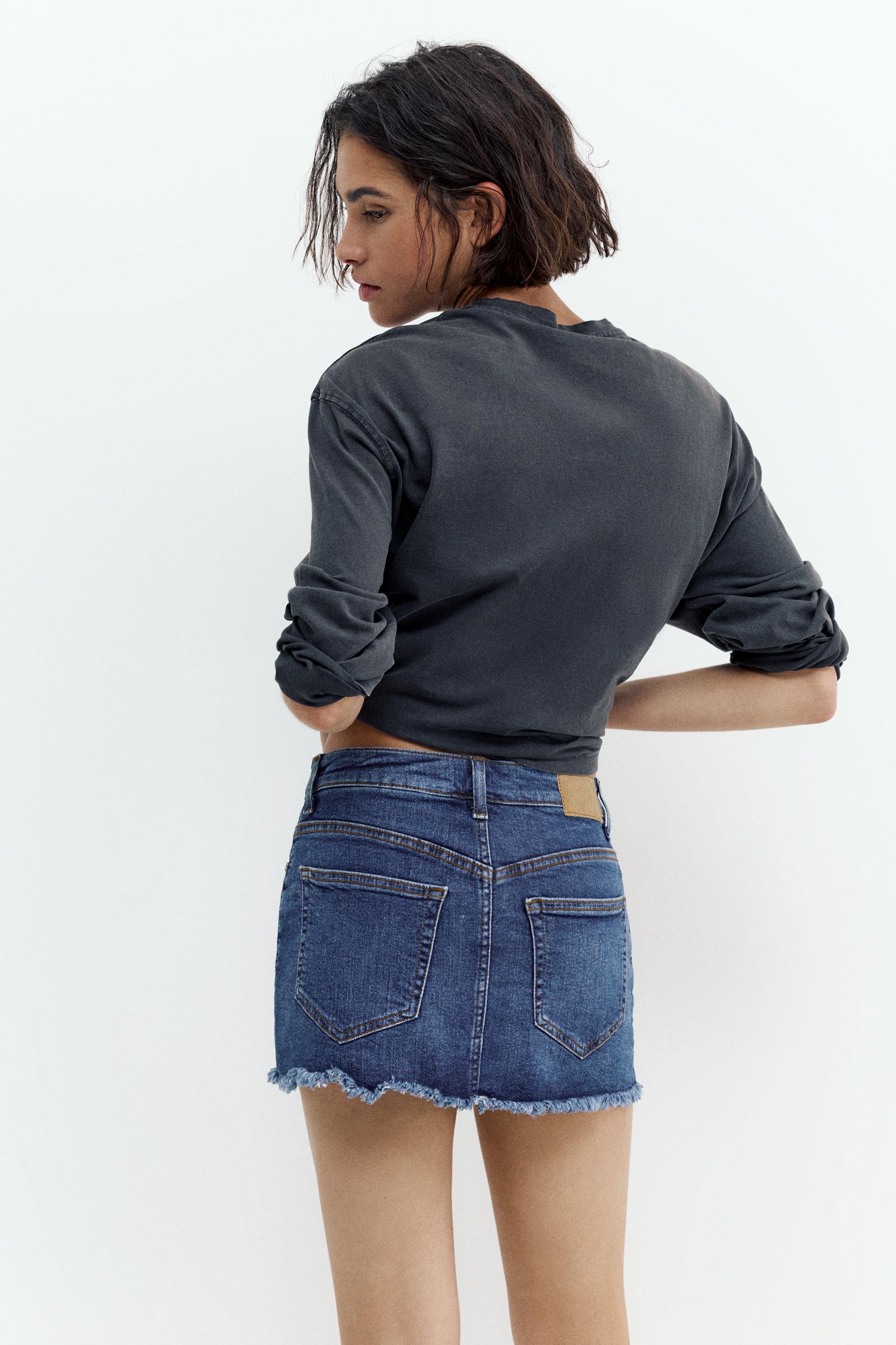 Denim skort — Dark blue