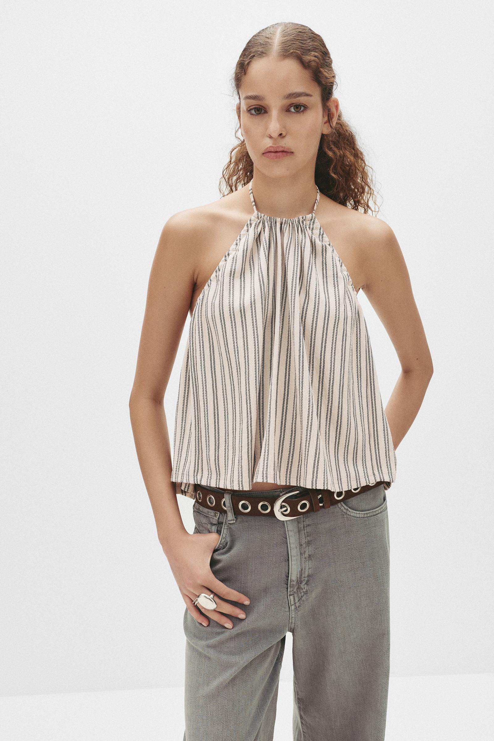Gestreiftes Neckholder-Top