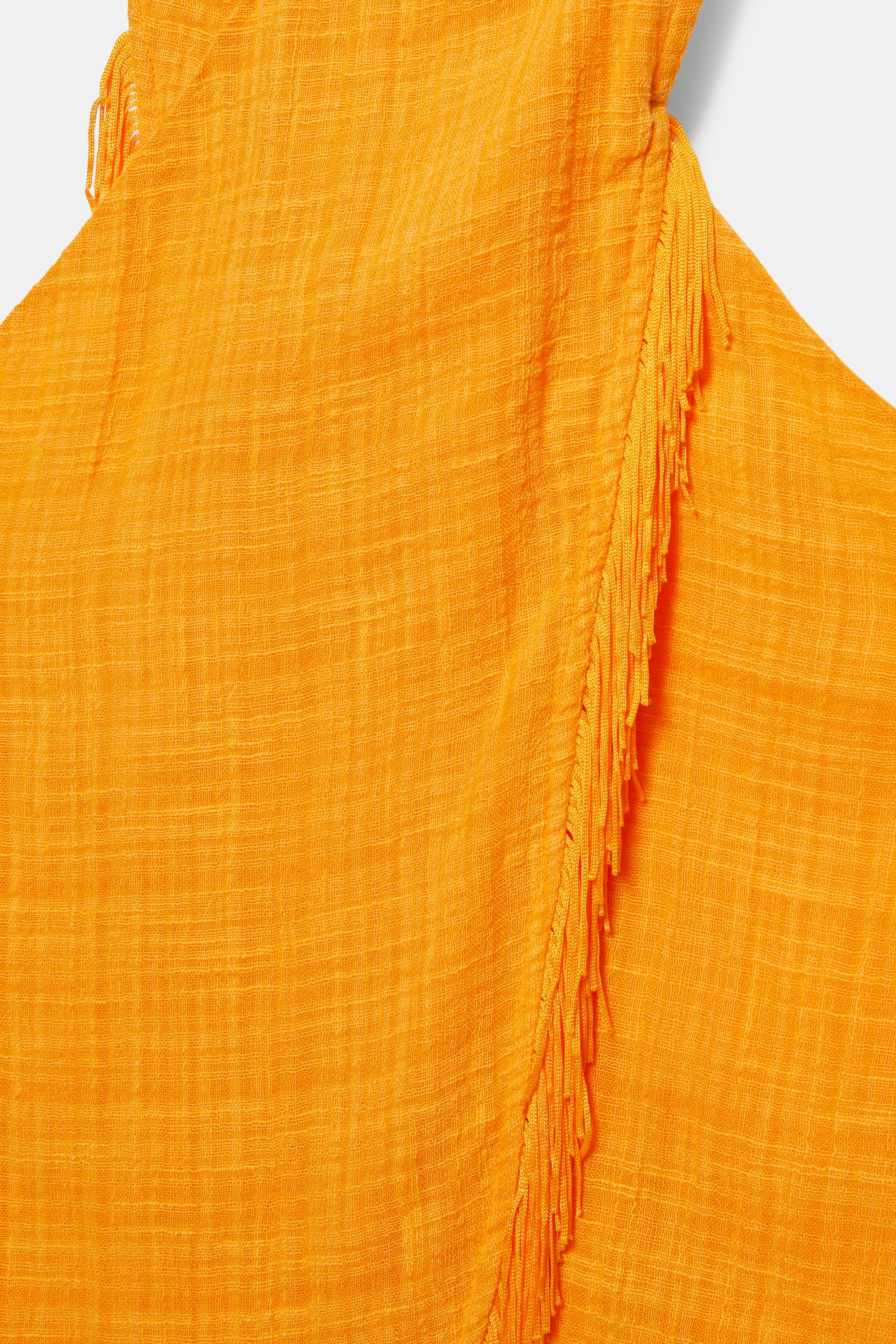 Fringed crossover halter top — Orange