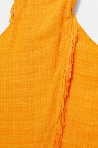 Fringed crossover halter top — Orange 5