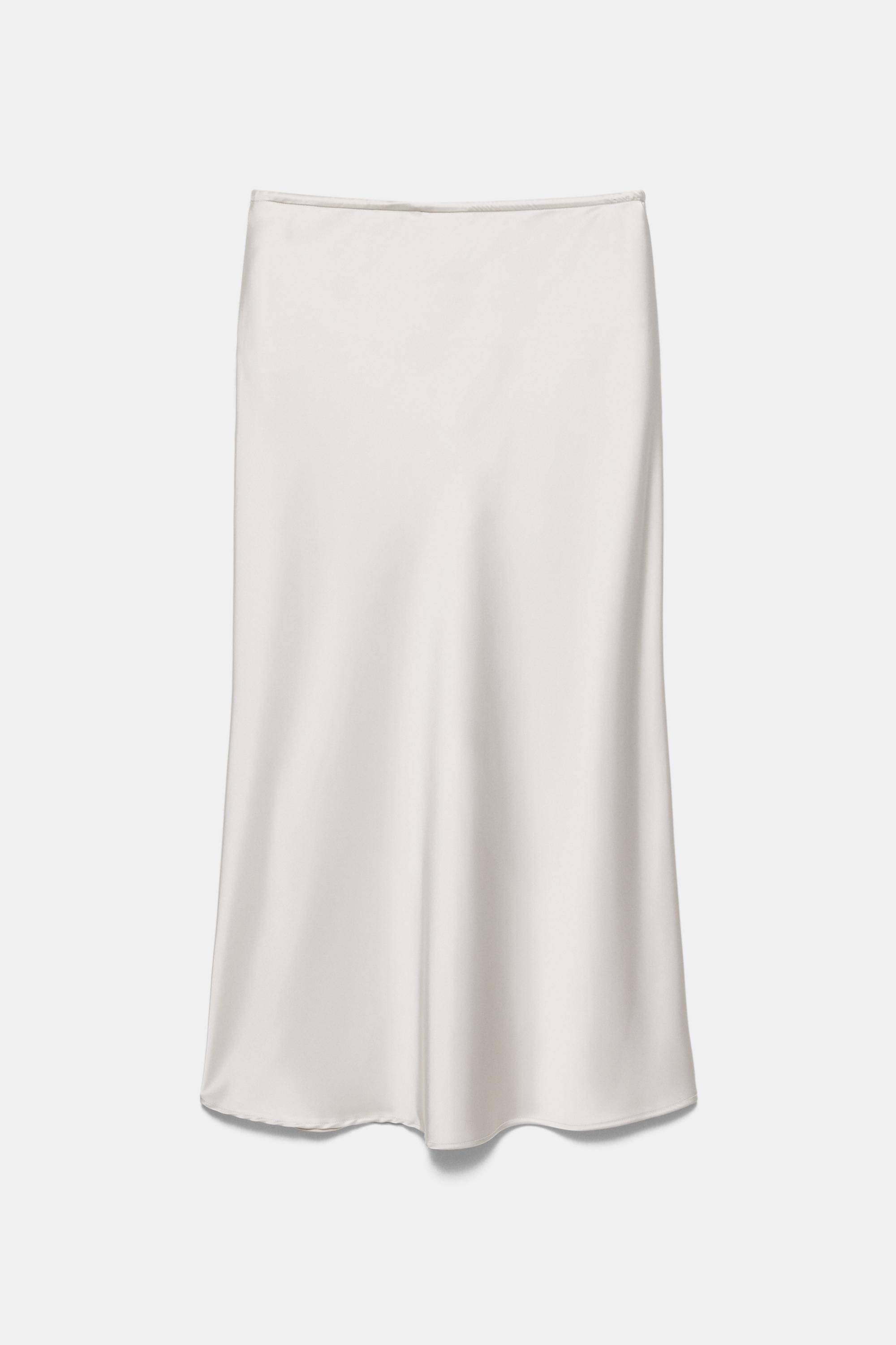 Satin midi skirt — Ecru