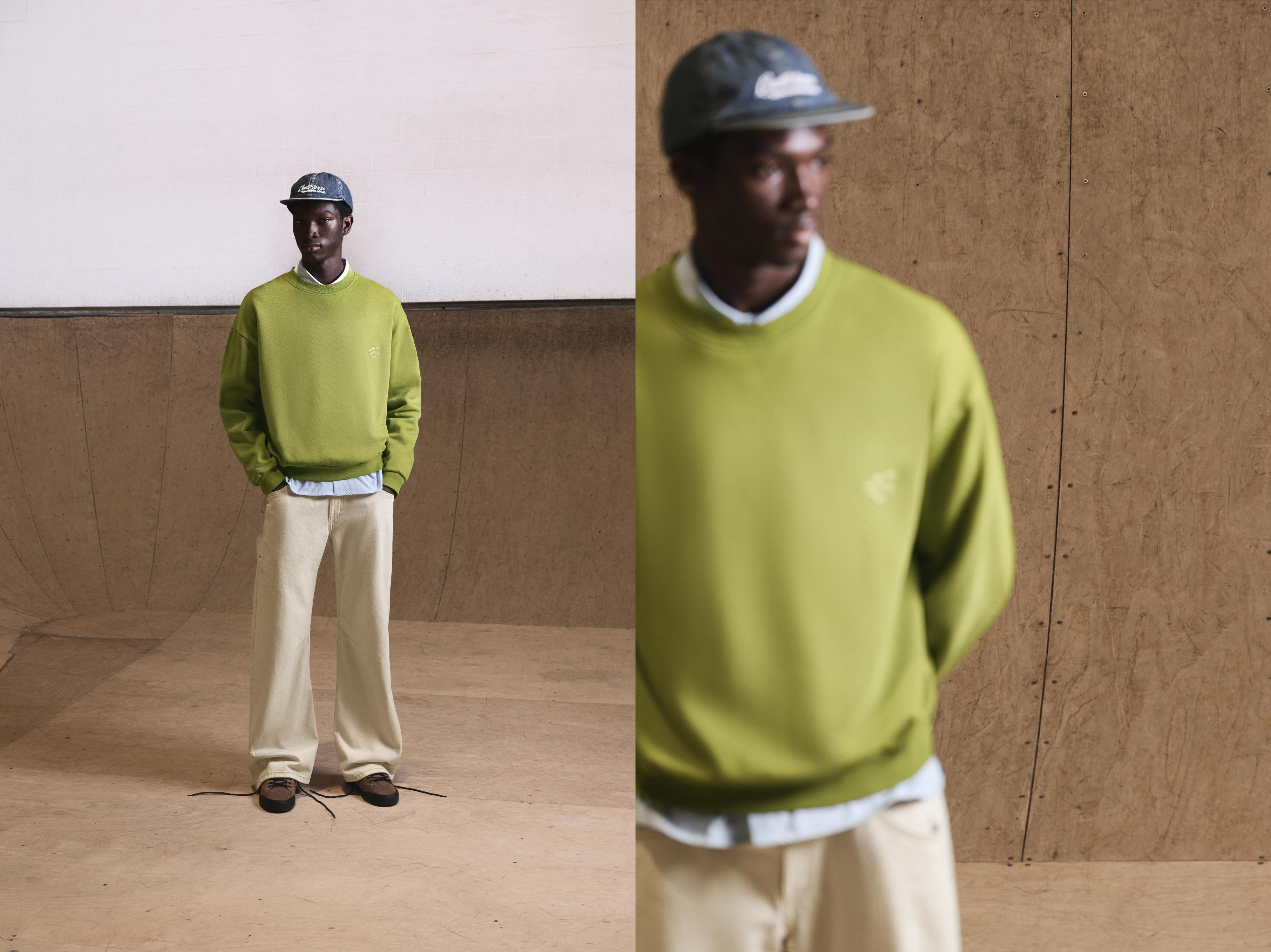 Embroidered washed-effect sweatshirt — Khaki