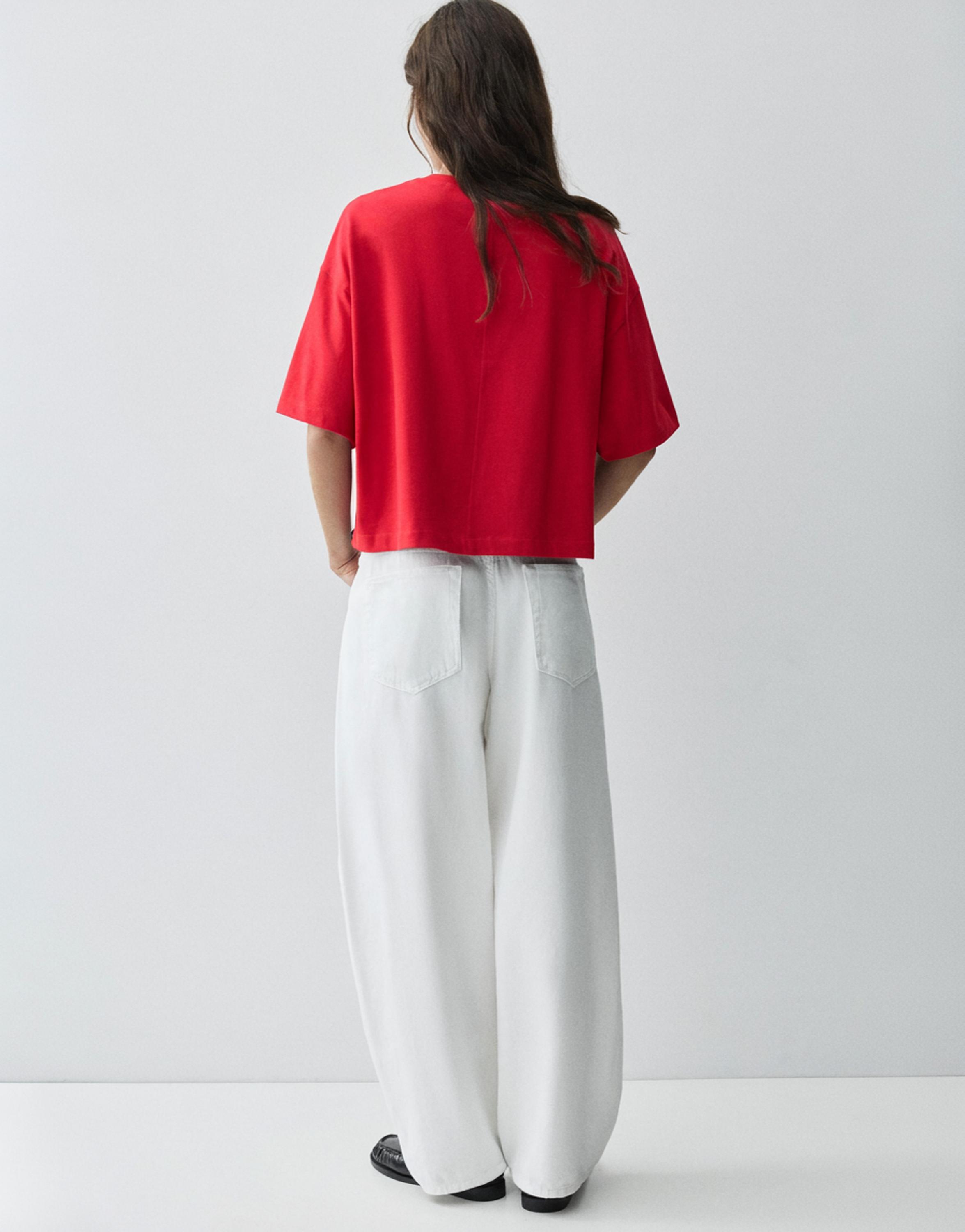 Boxy fit short sleeve T-shirt — Red