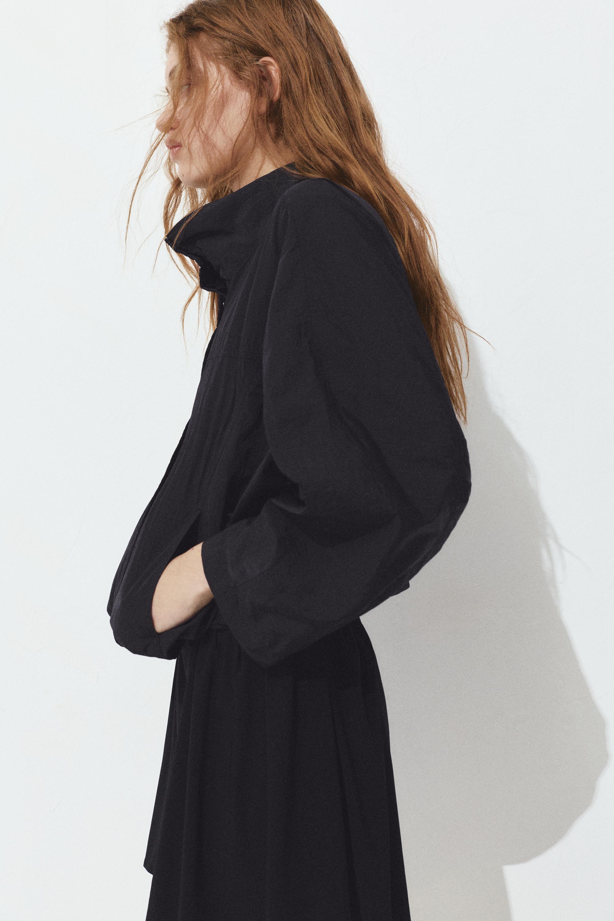 Short nylon-effect jacket — Black