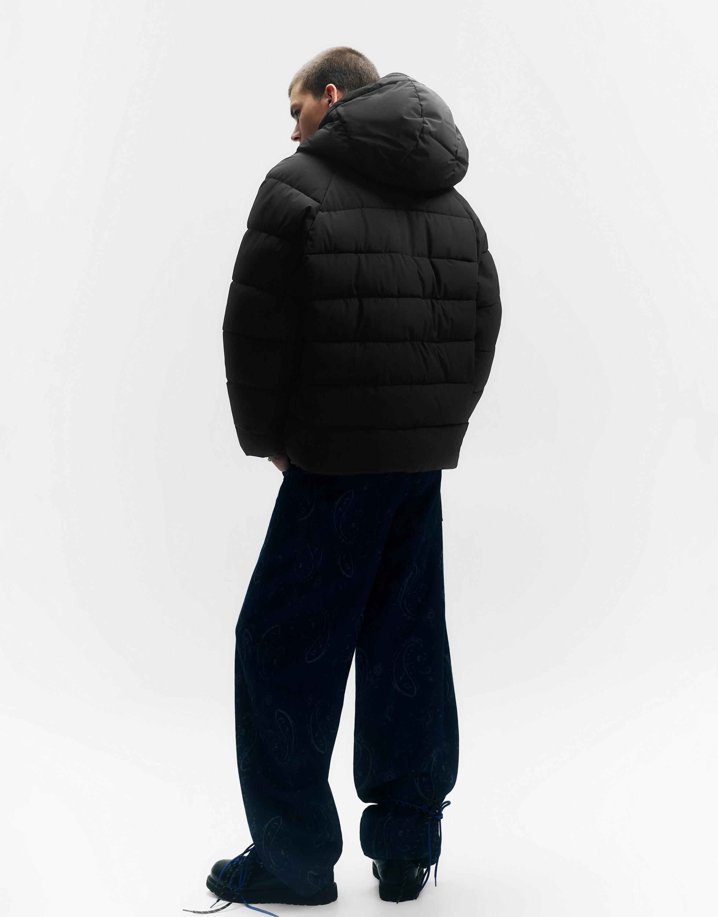 STWD hooded puffer jacket — Black