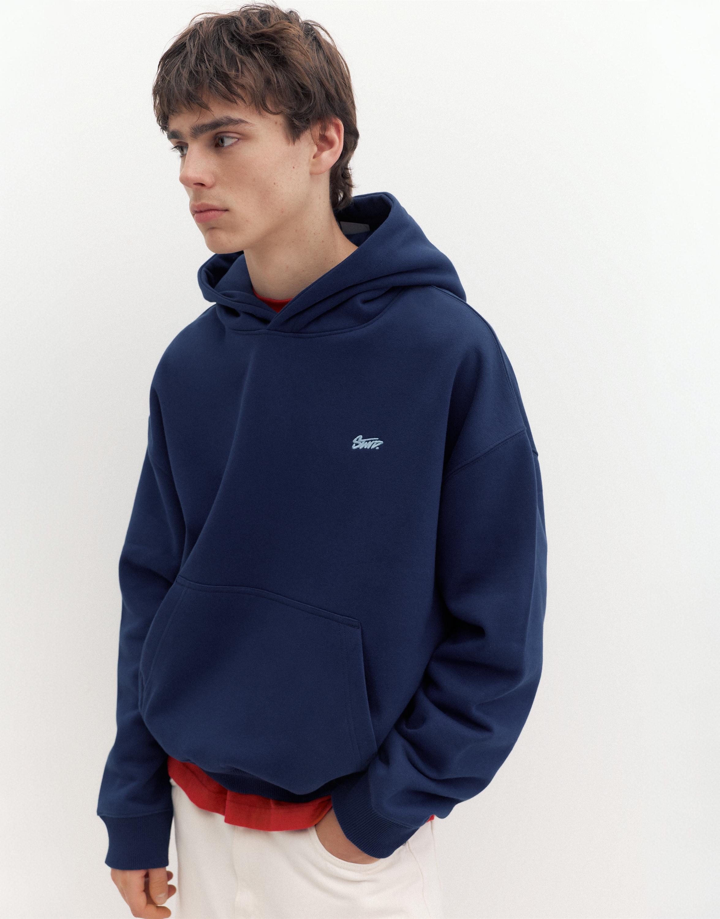 STWD logo boxy hoodie — Navy