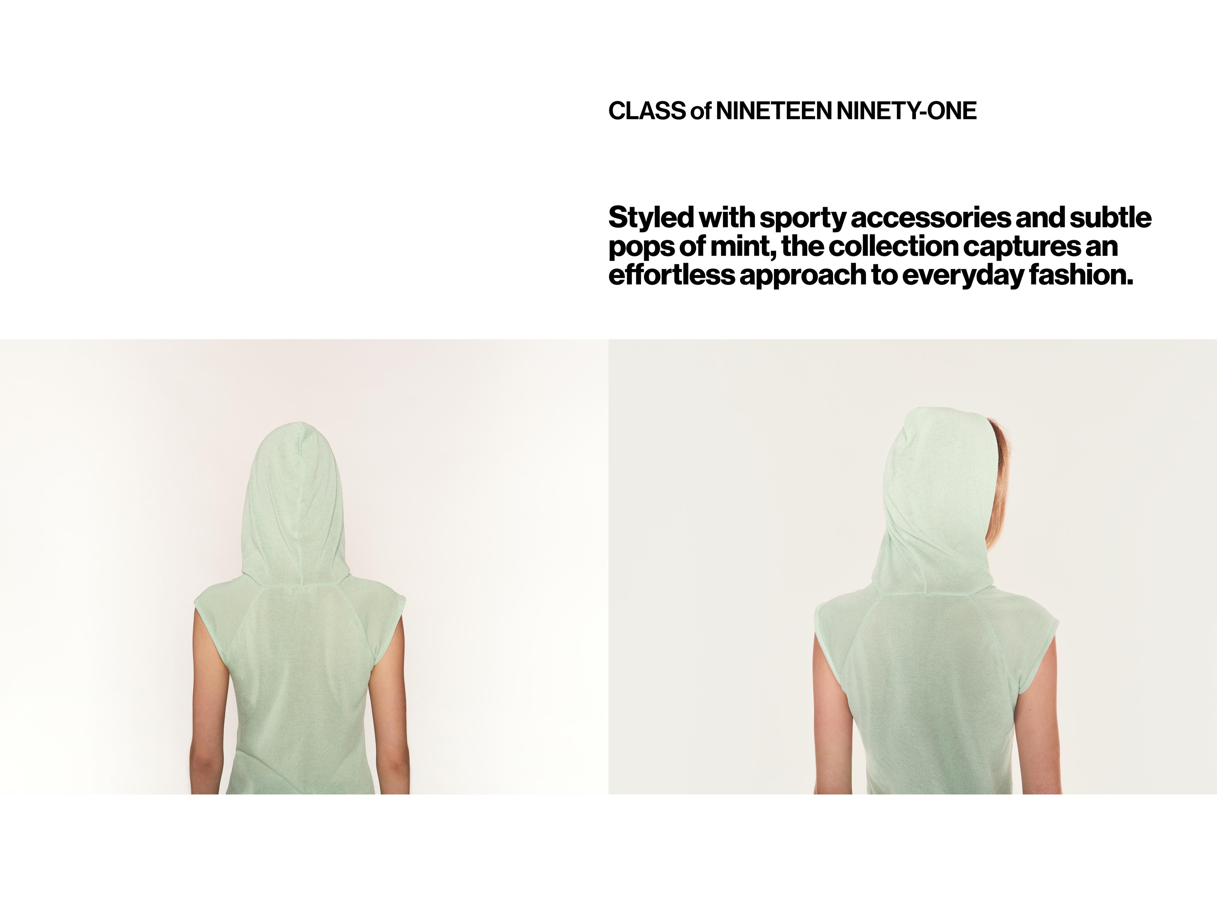Fine knit hooded T-shirt — Mint