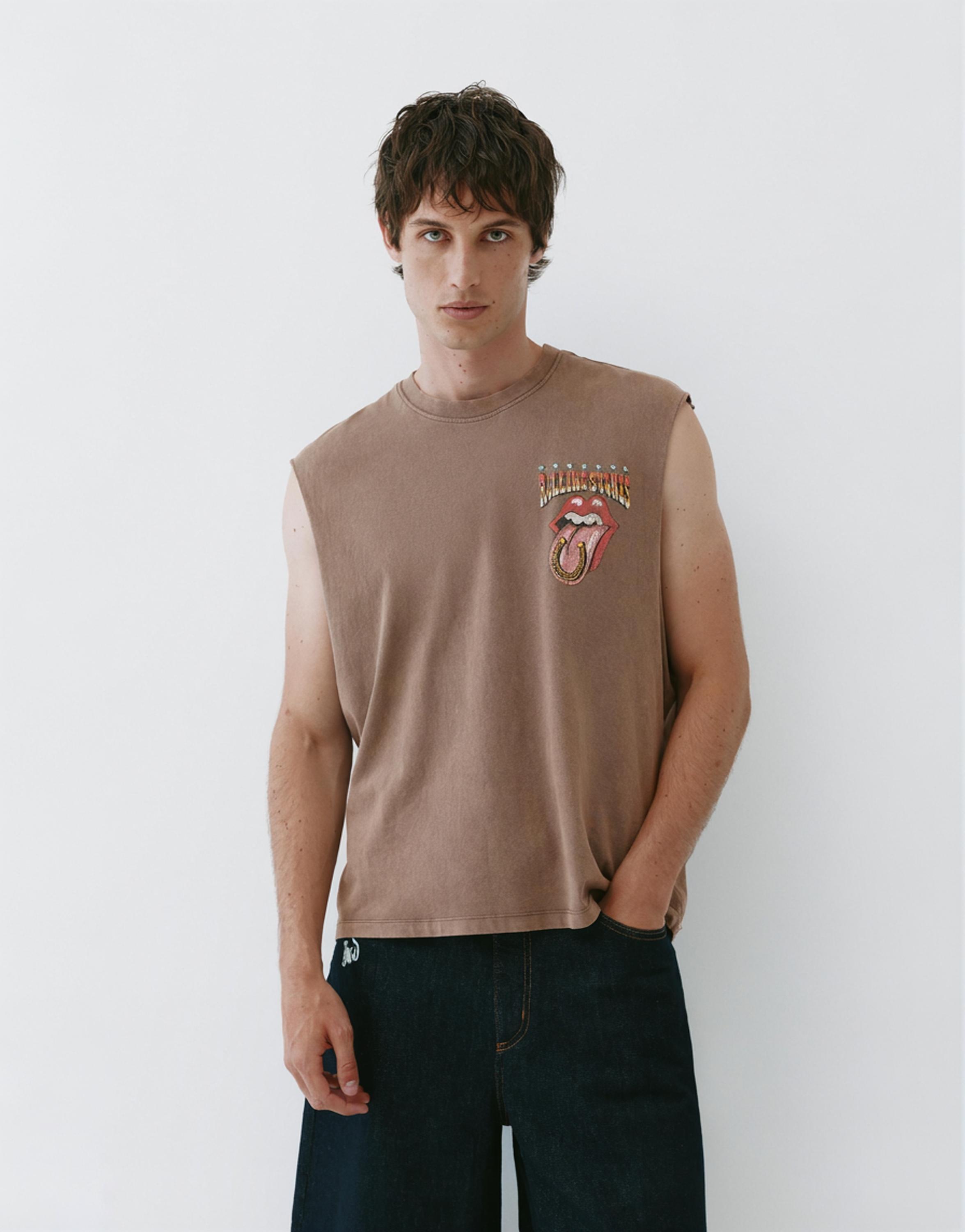 Rolling Stones vest top — Brown