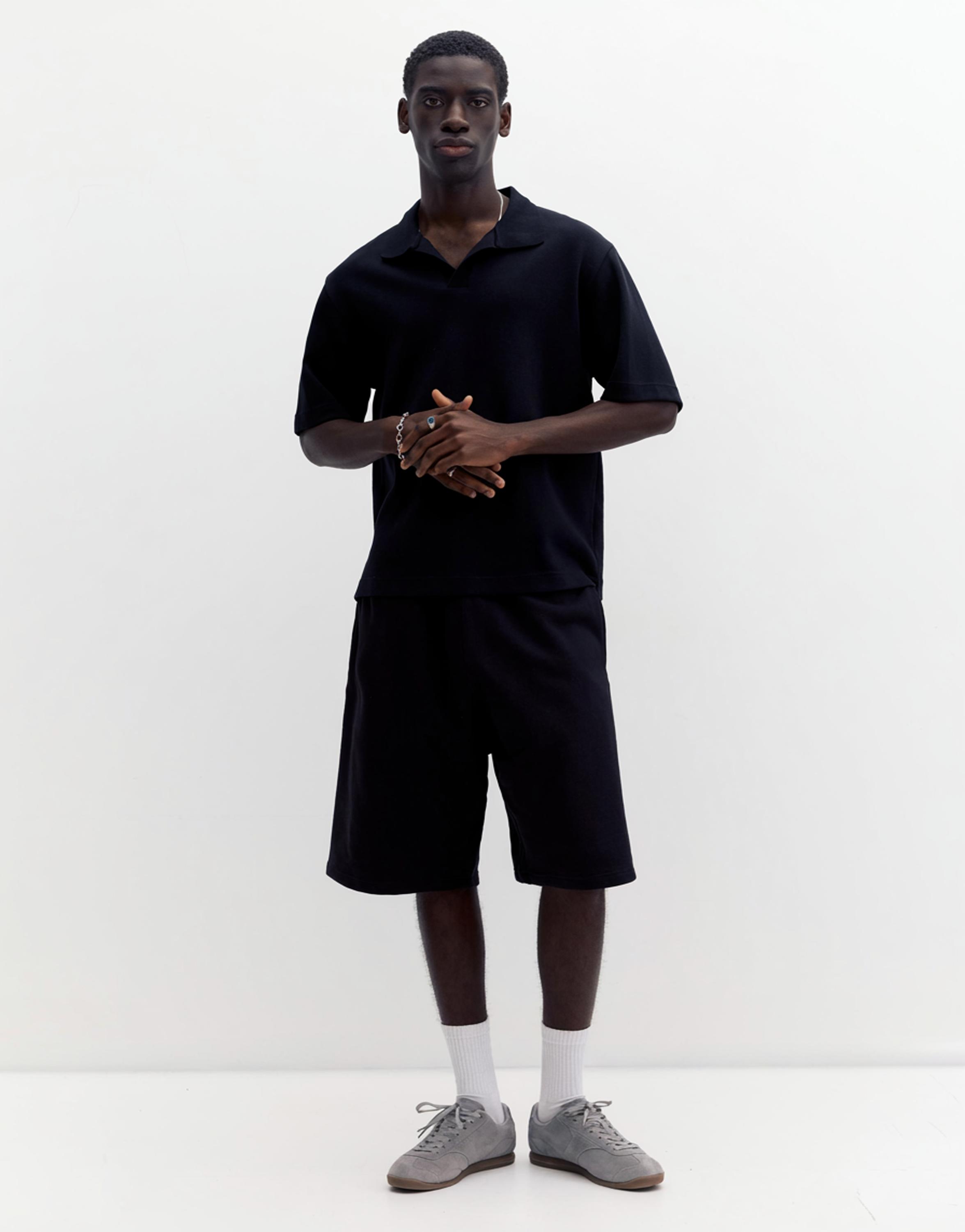 Short sleeve interlock polo shirt — Black